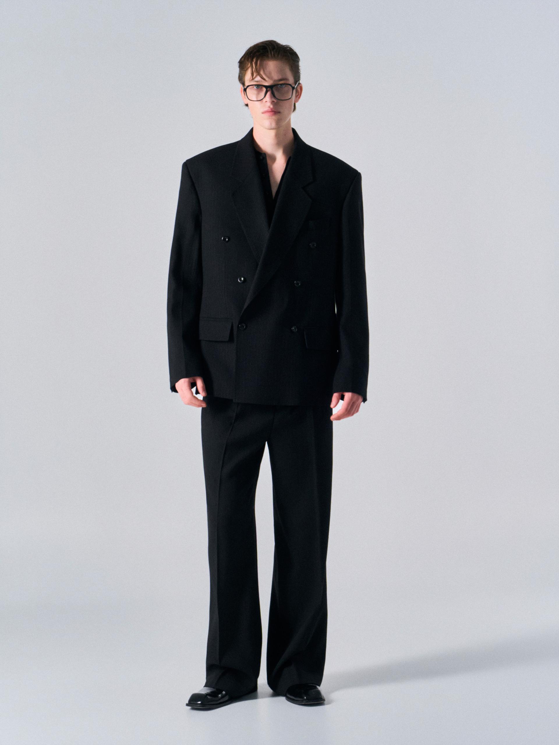 Orford pleat wide pants pin stripe
