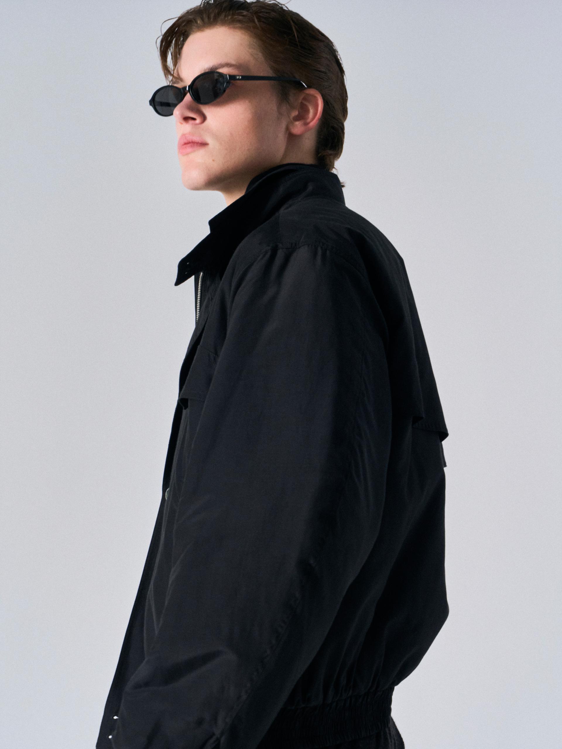 Cedric funnel-neck silk blouson black