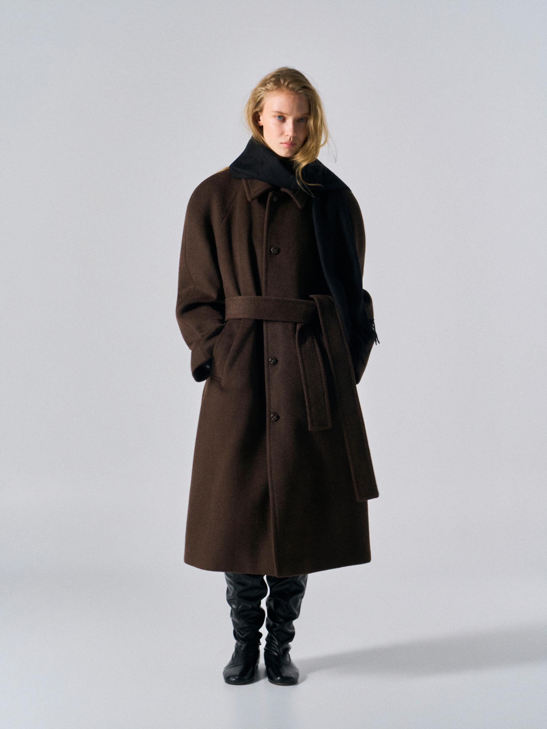 Lawton cashmere arch raglan coat cinnamon