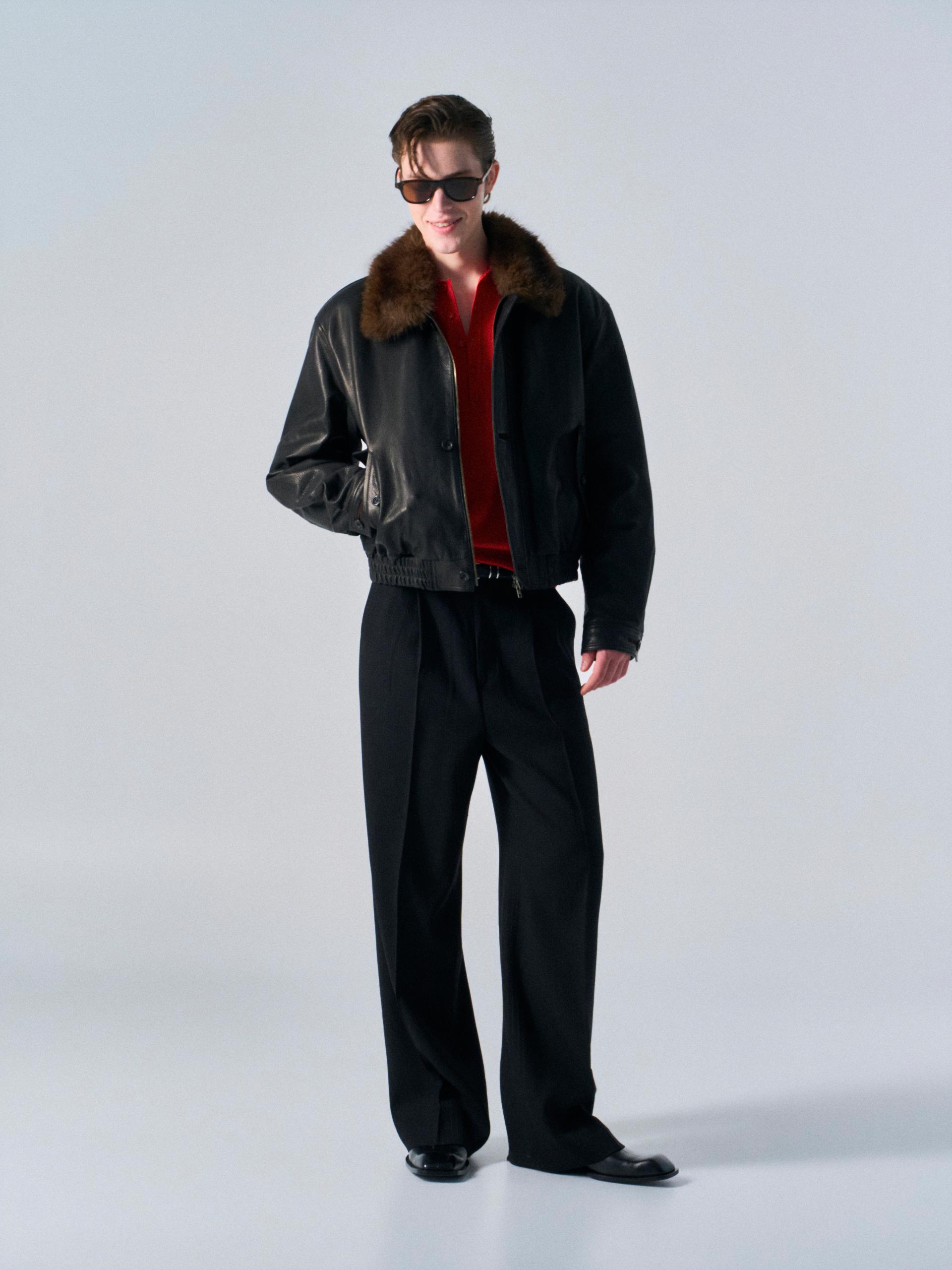 Afton padded leather jacket espresso