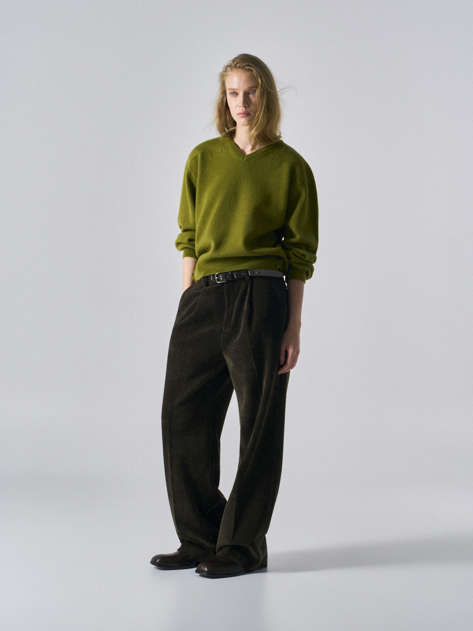 Frost paneled v-neck sweater clover