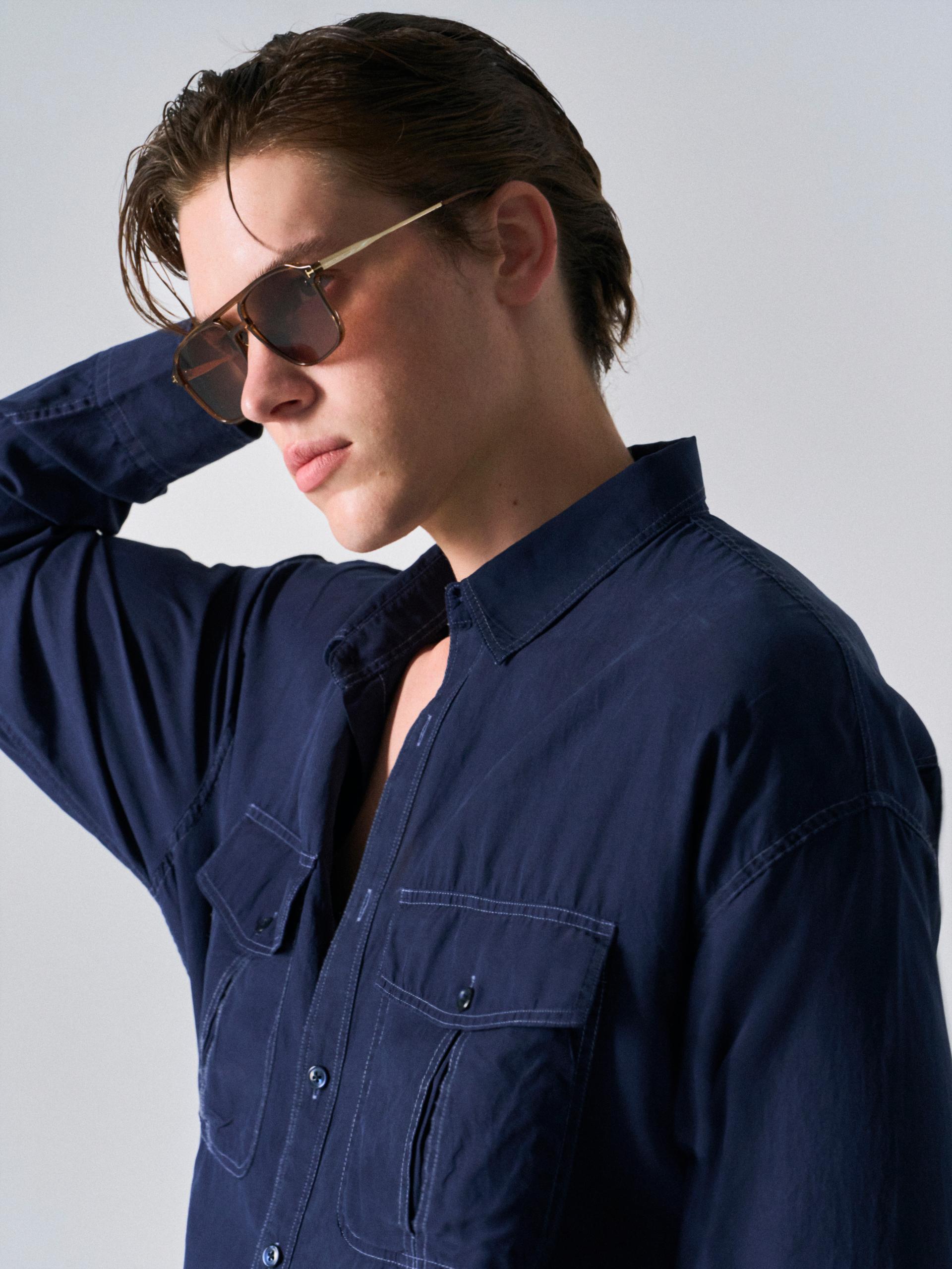 Astor silk shirt navy