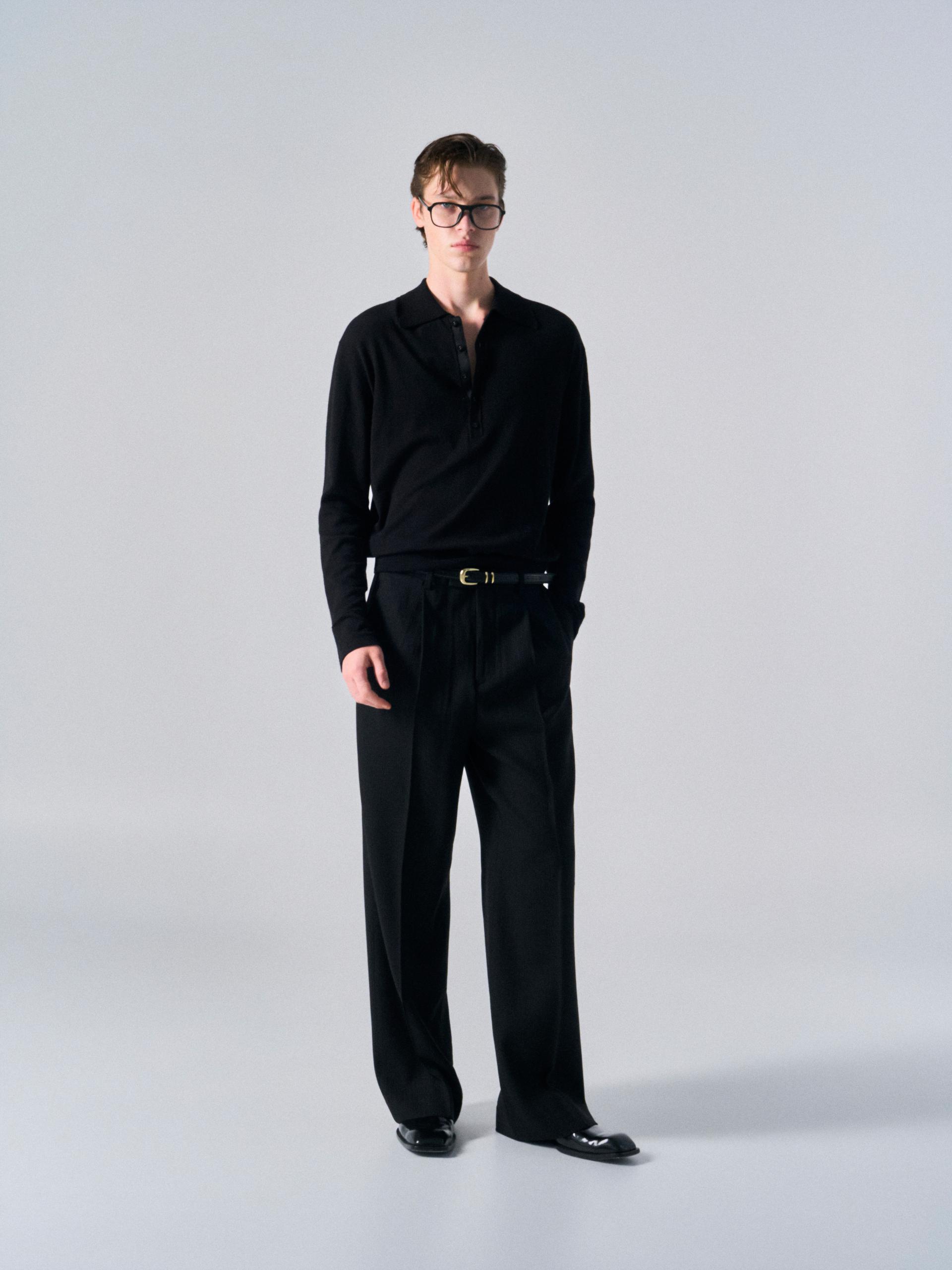 Orford pleat wide pants pin stripe