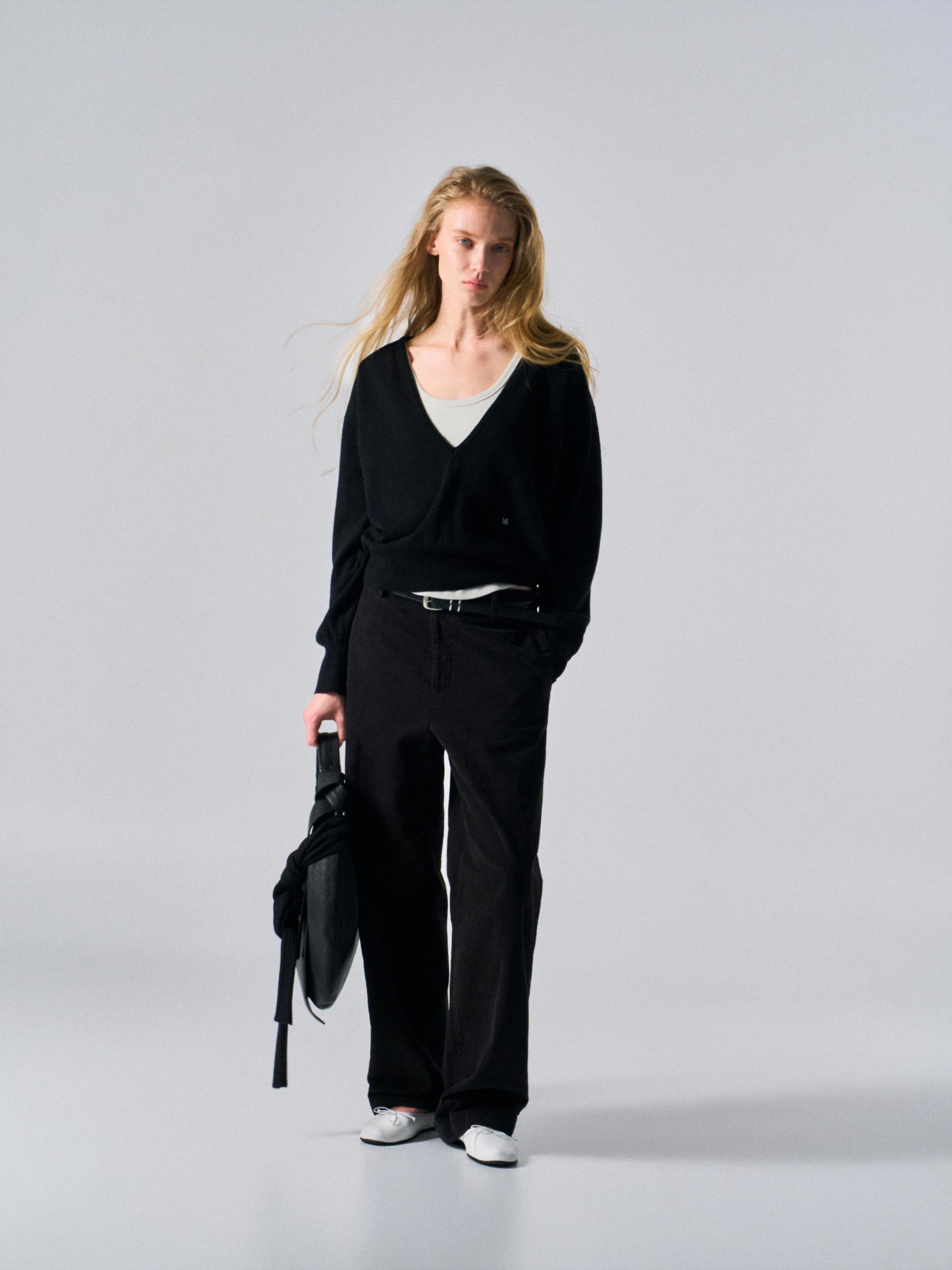 Welby washed cotton pants black