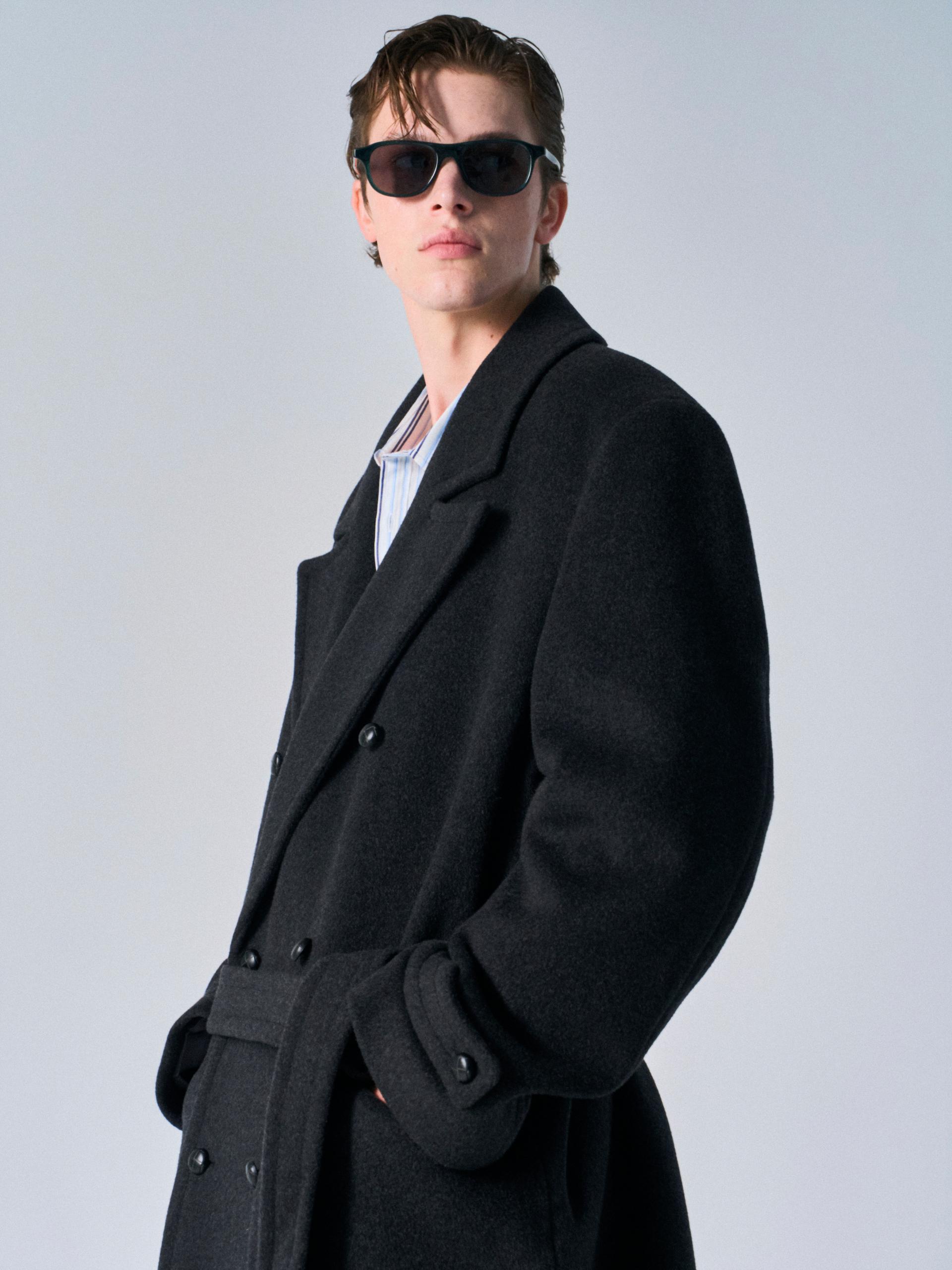 Corwin cashmere double-breasted coat charcoal
