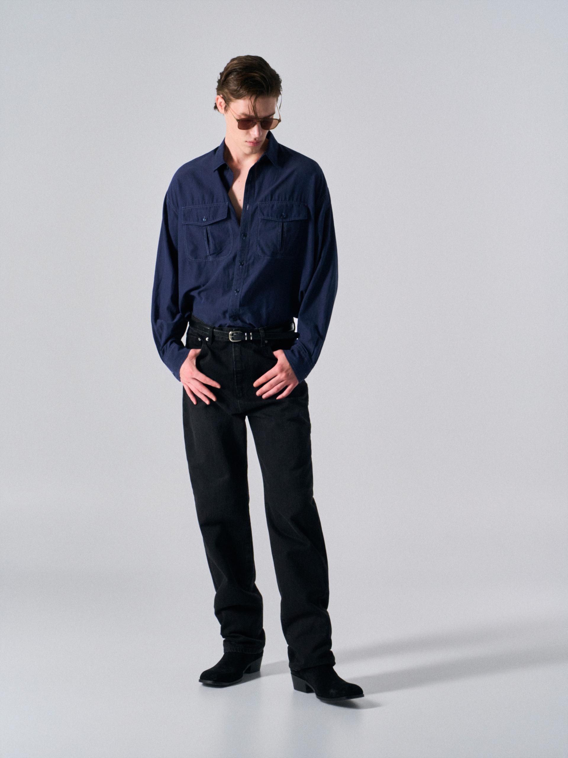 Astor silk shirt navy