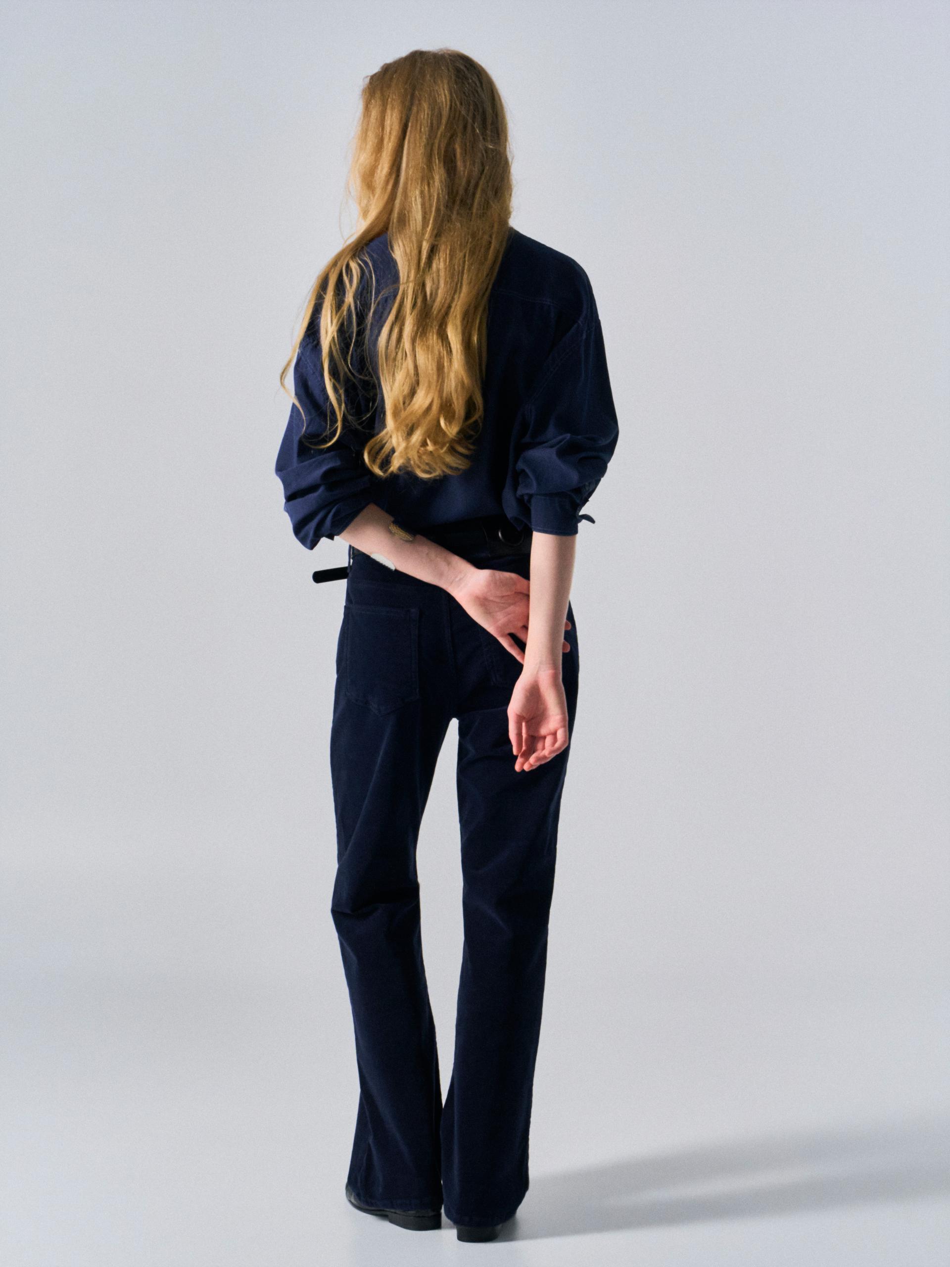 Rodd washed velvet bootcut jeans midnight