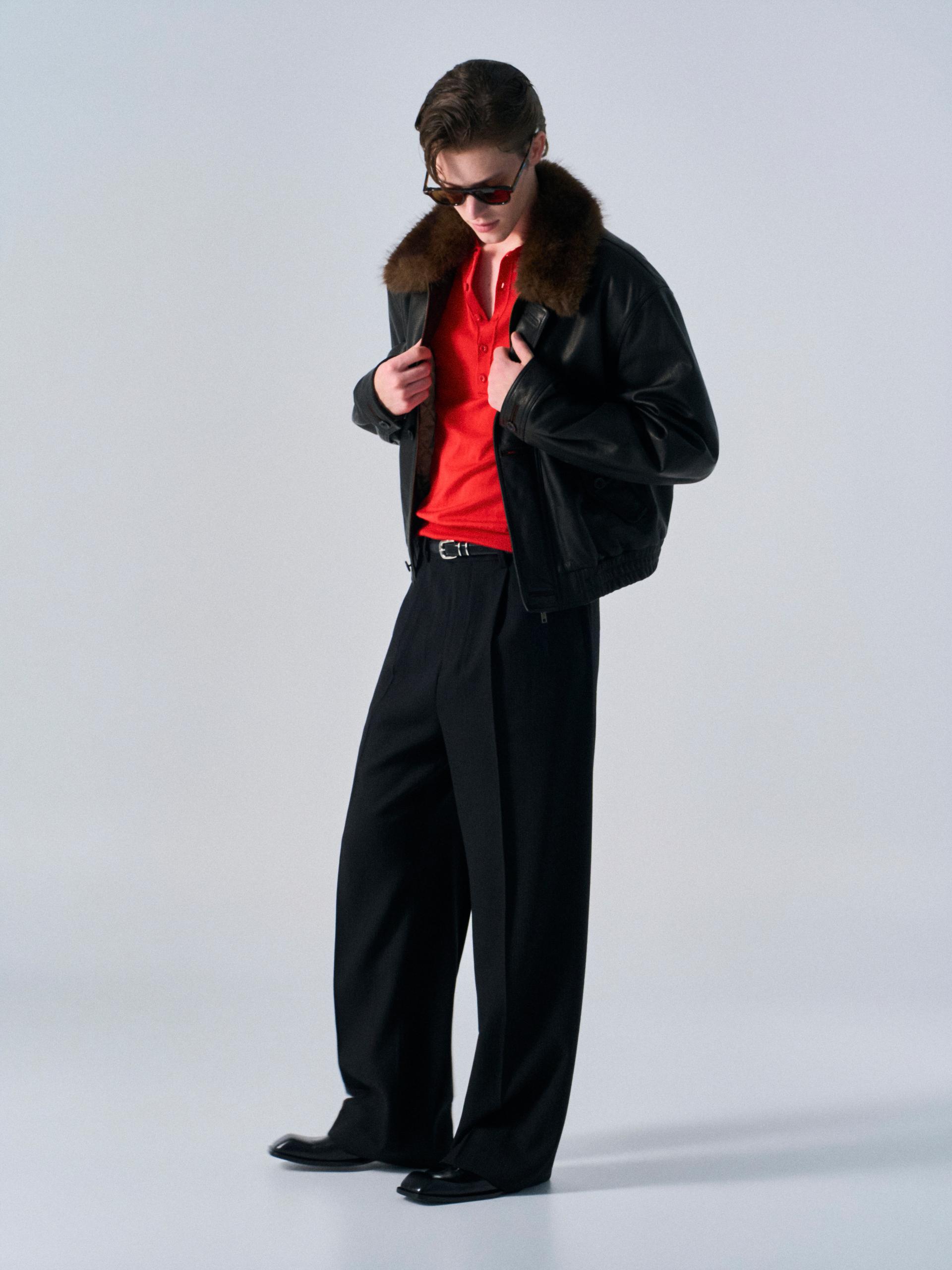 Afton padded leather jacket espresso