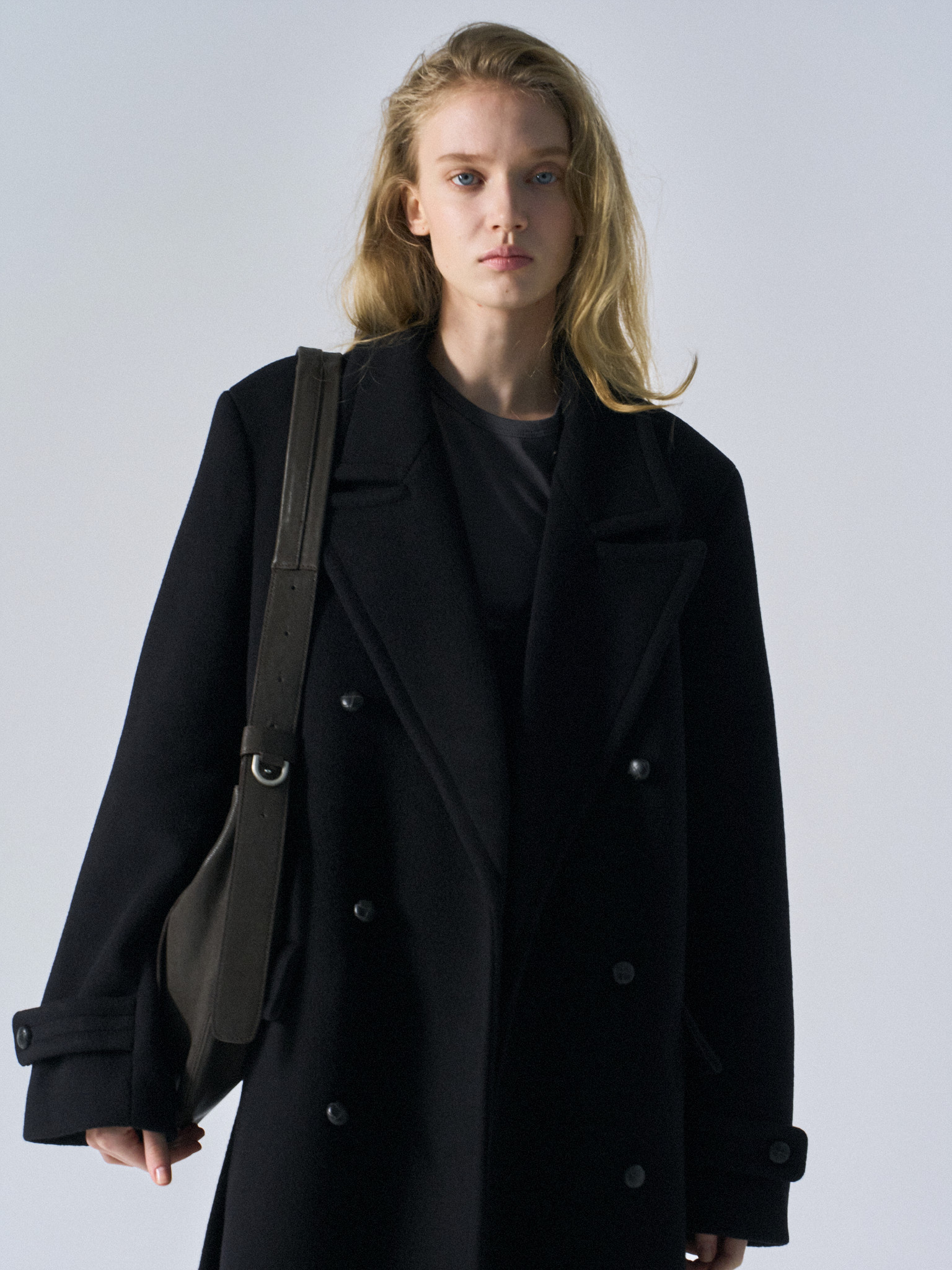 Corwin cashmere double-breasted coat black
