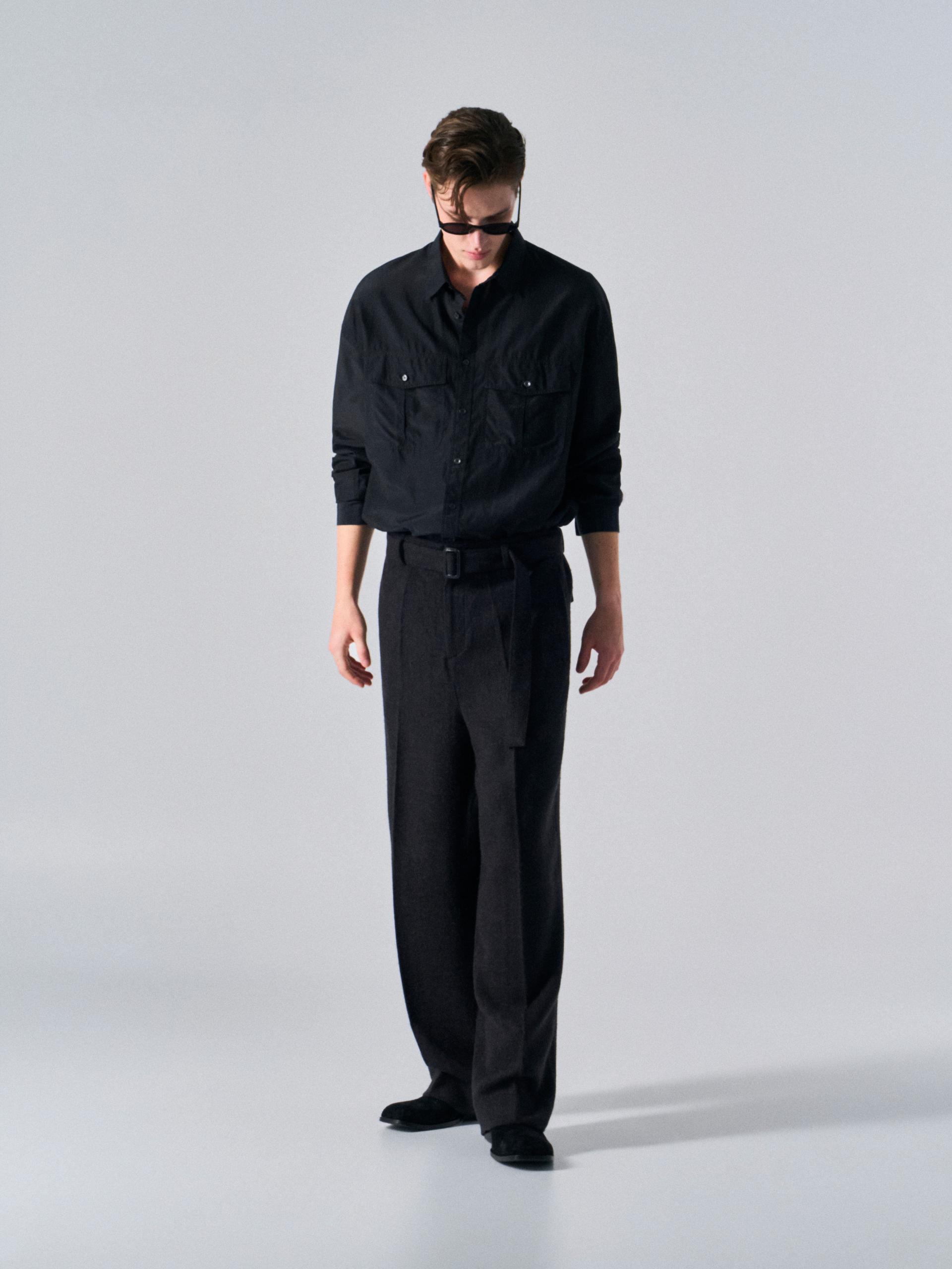 Linton shade belted pant coal