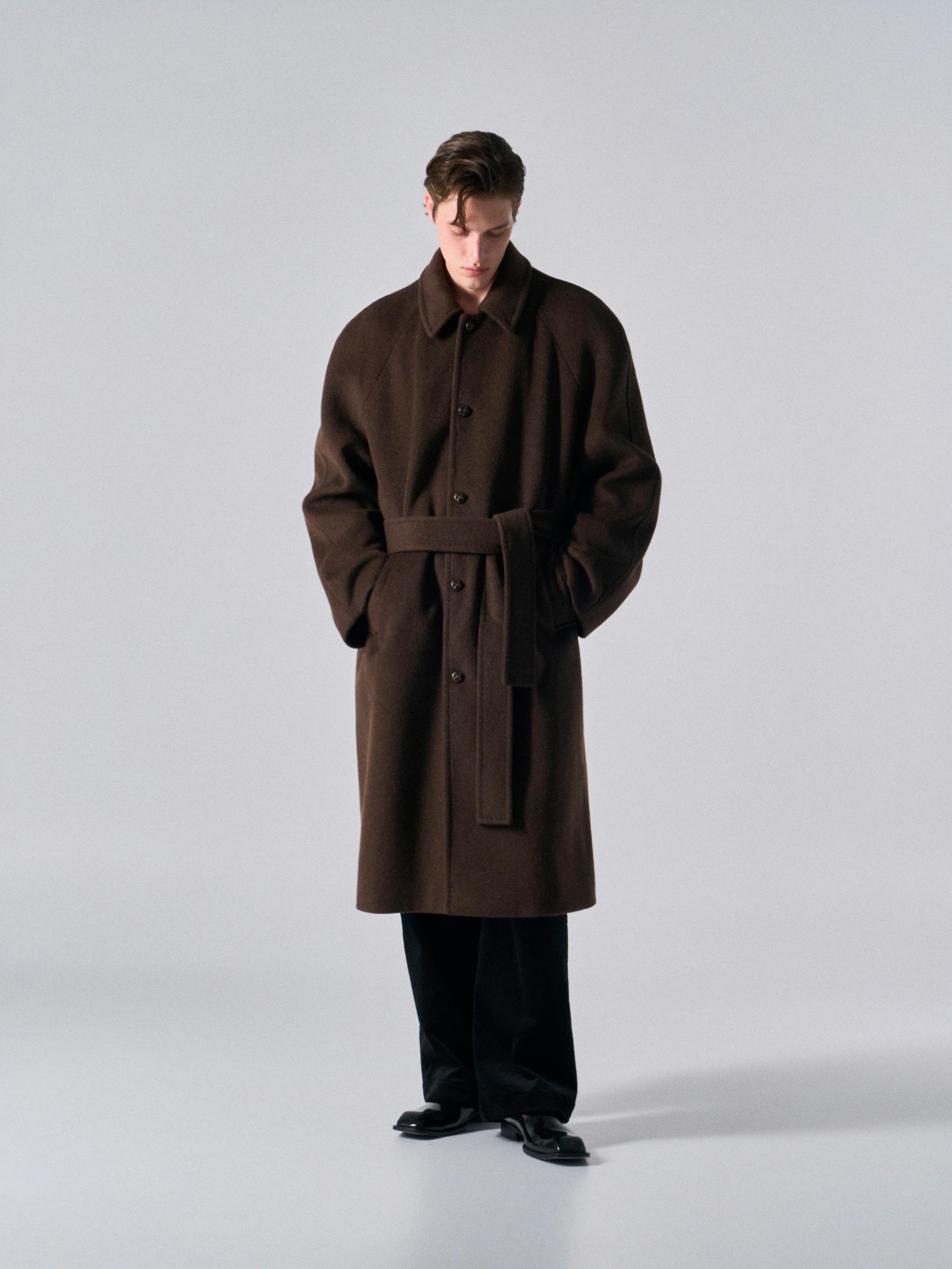 Lawton cashmere arch raglan coat cinnamon