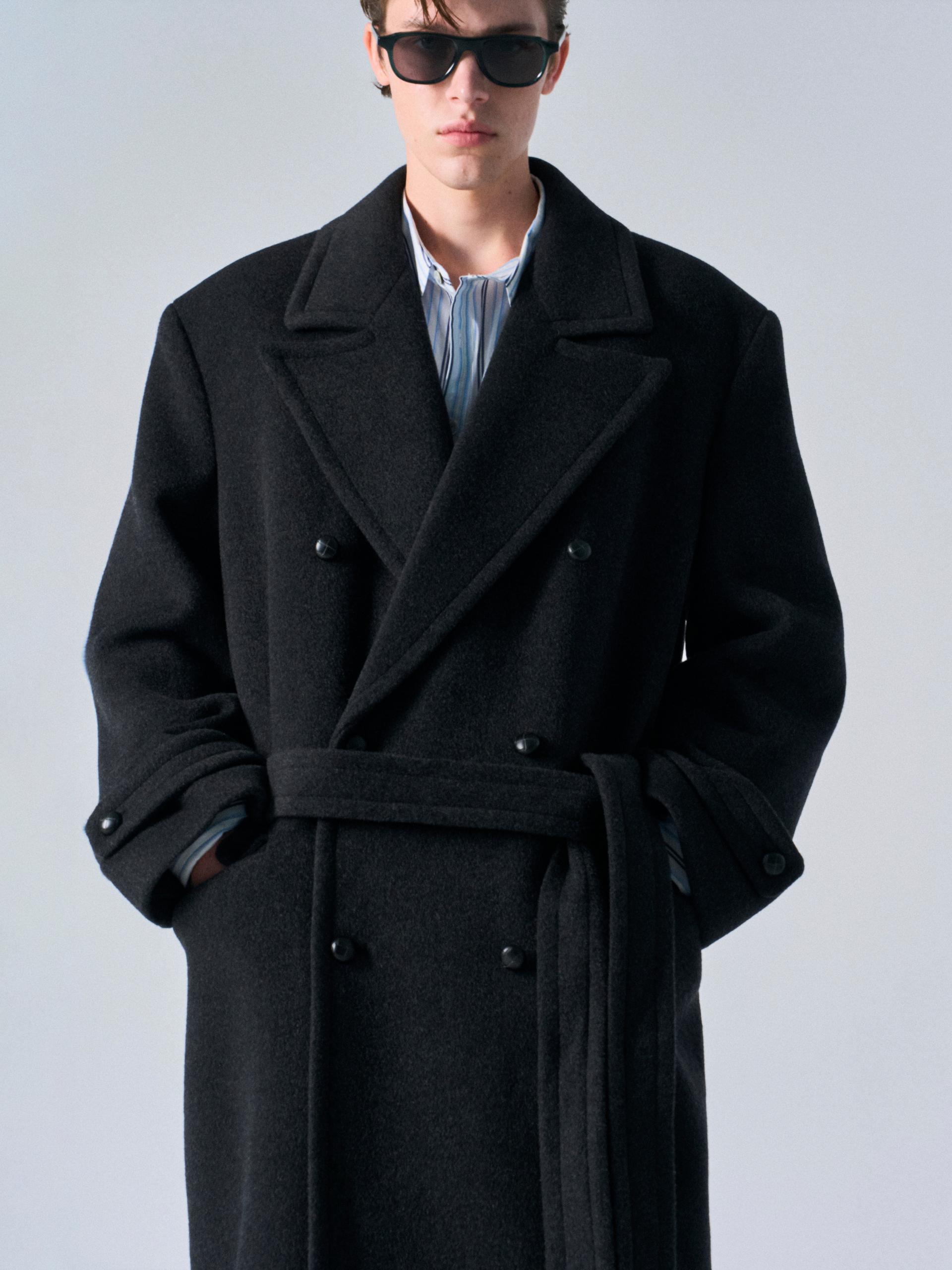 Corwin cashmere double-breasted coat charcoal