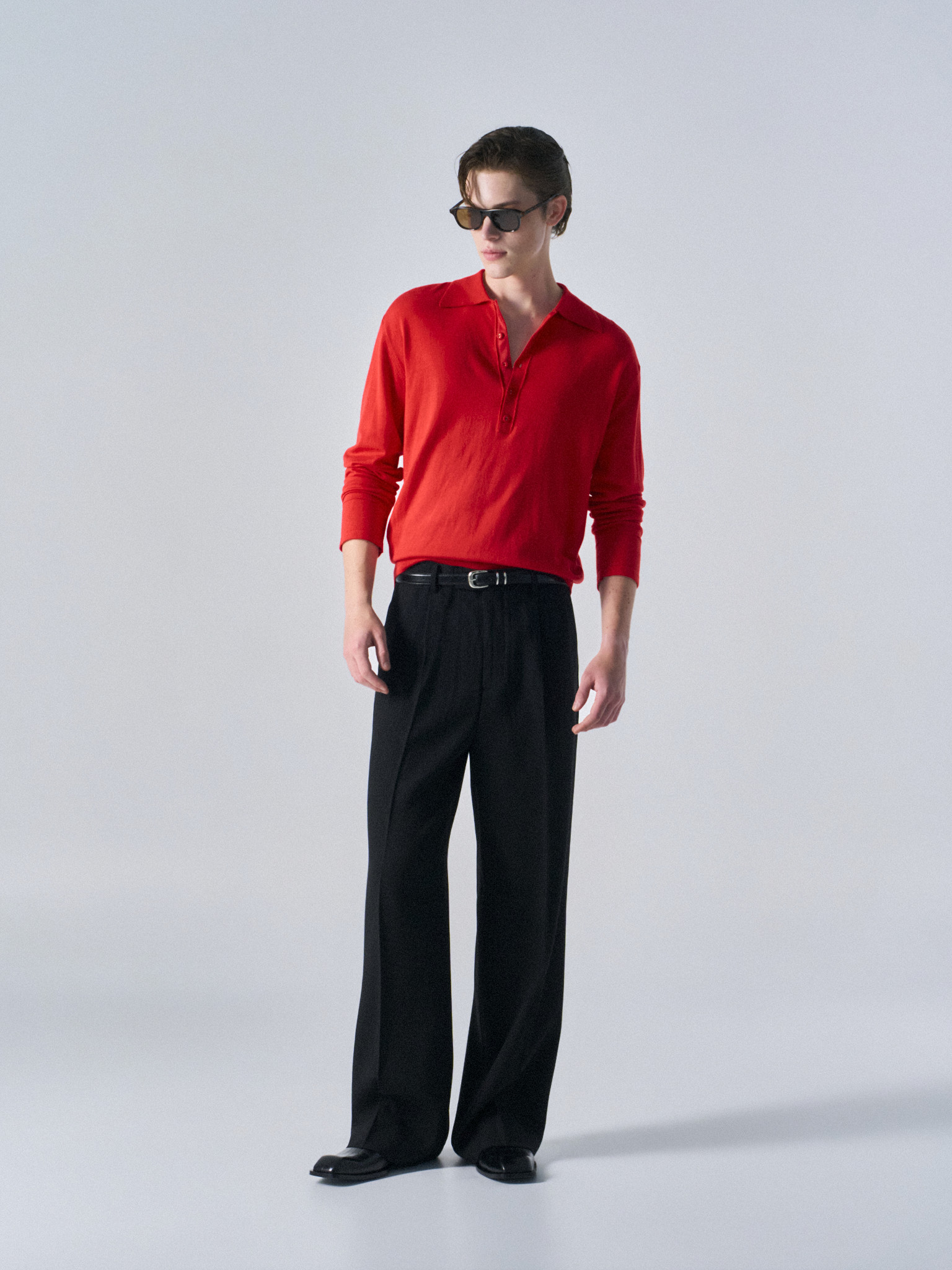 Corin contrast trim polo scarlet