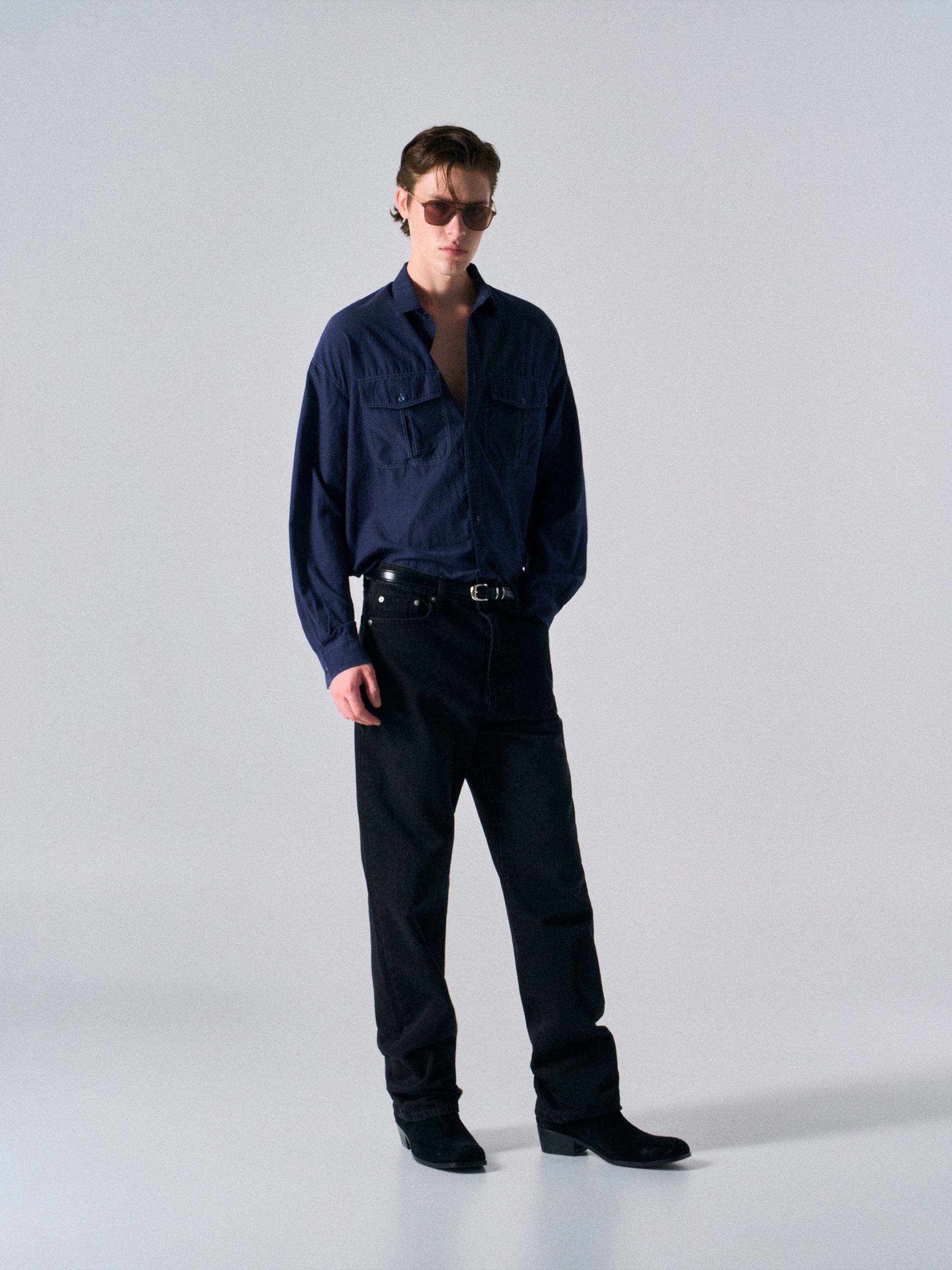 Astor silk shirt navy