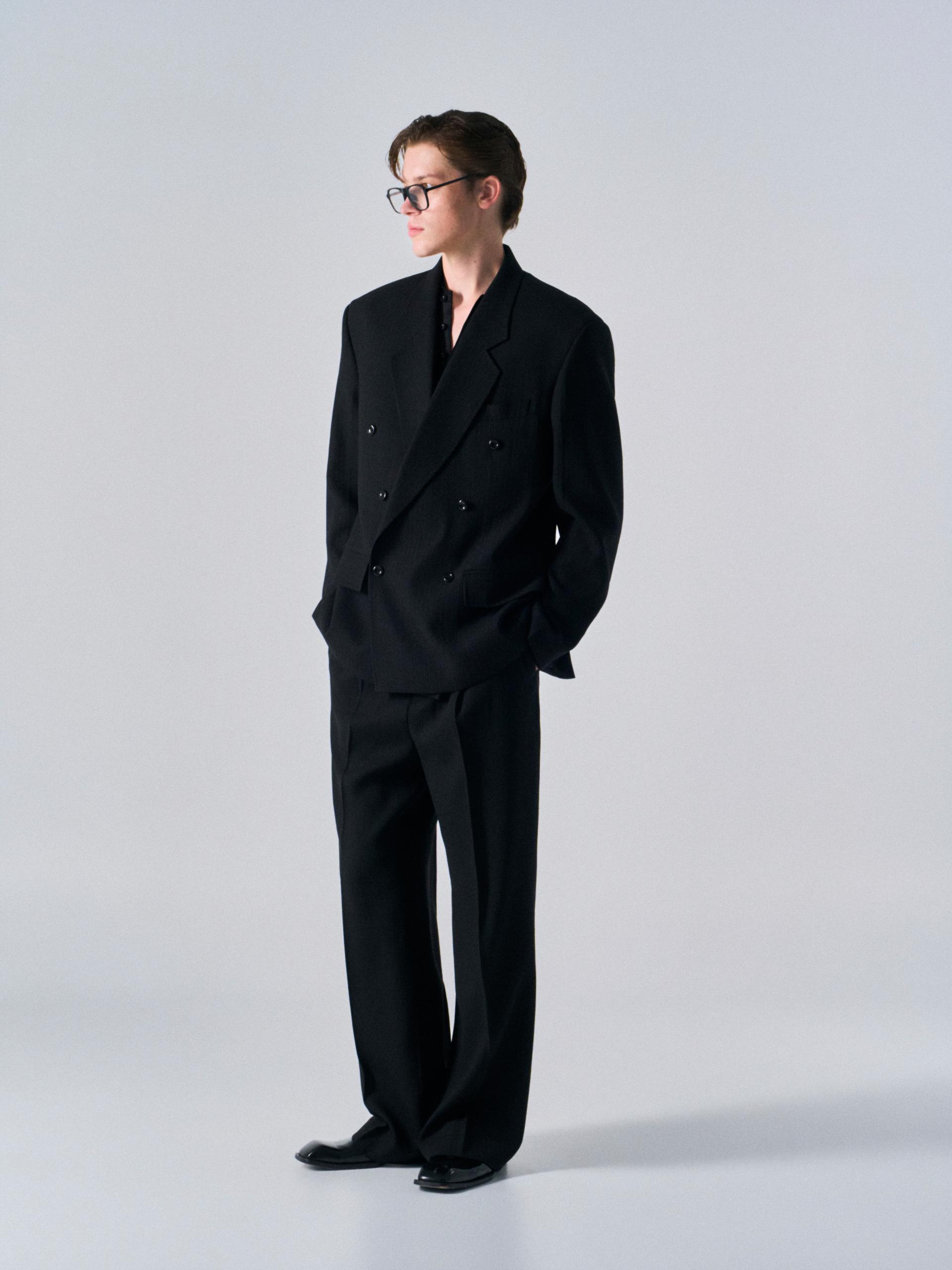 Orford pleat wide pants pin stripe