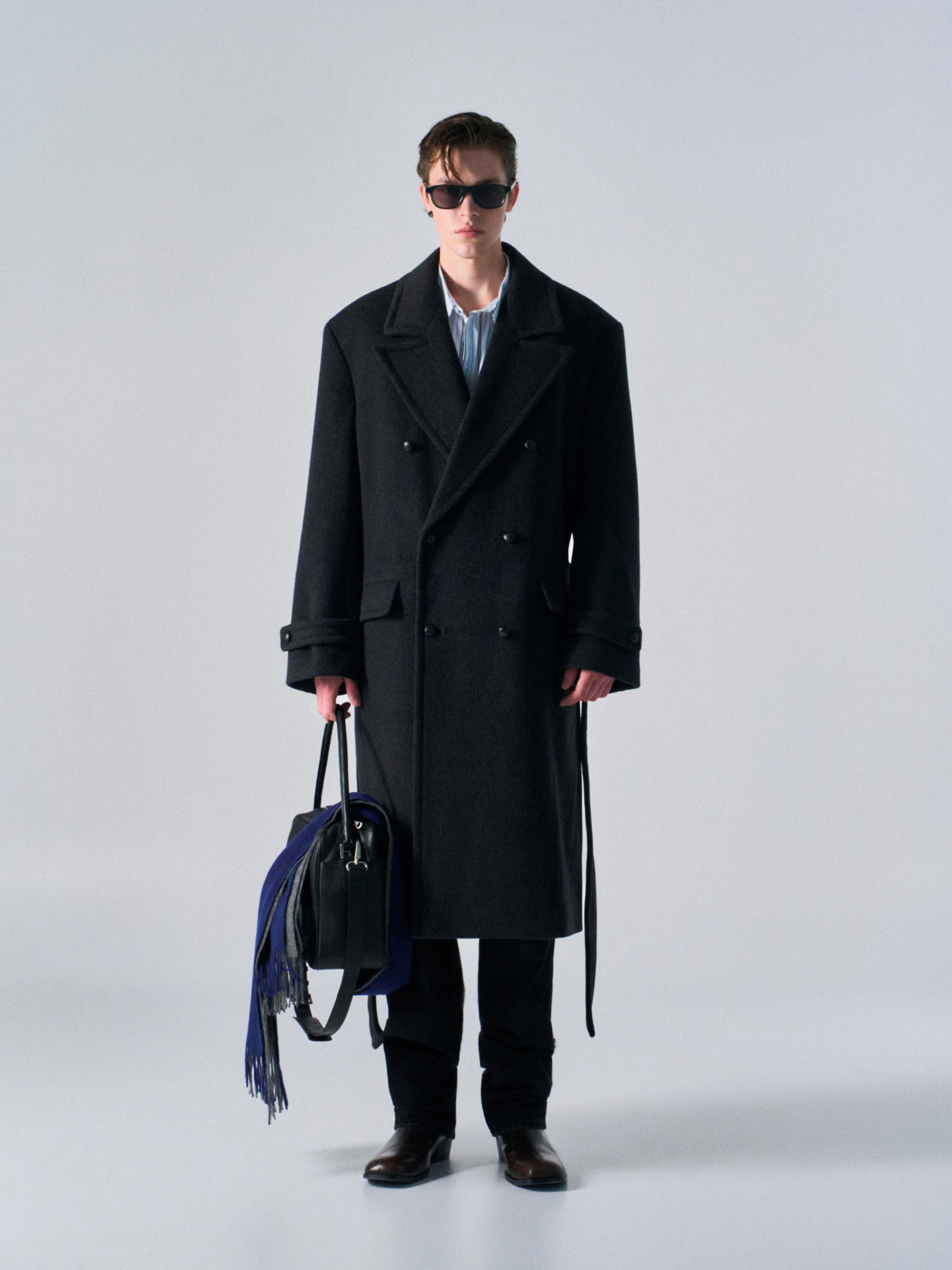 Corwin cashmere double-breasted coat charcoal