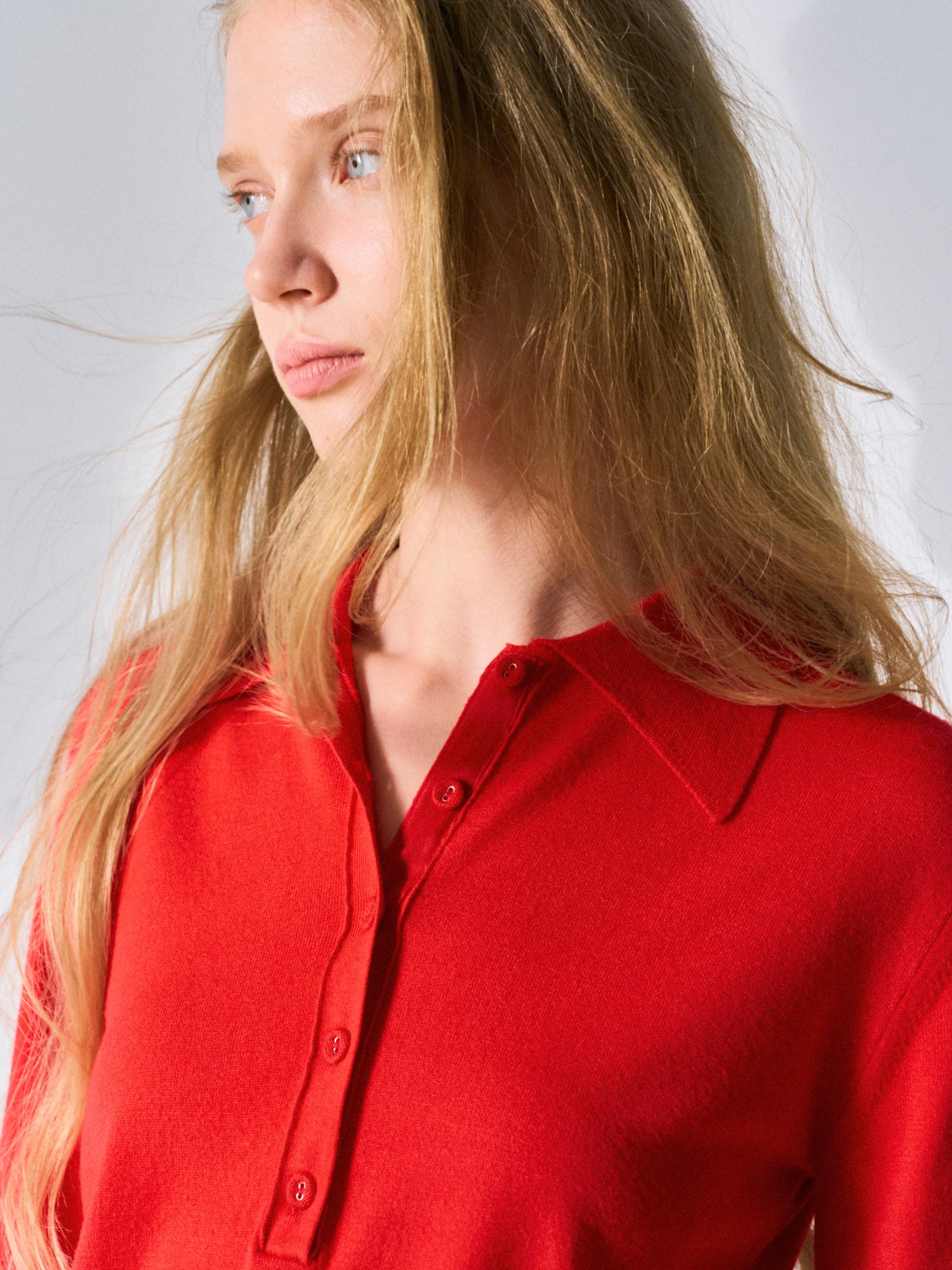 Corin contrast trim polo scarlet