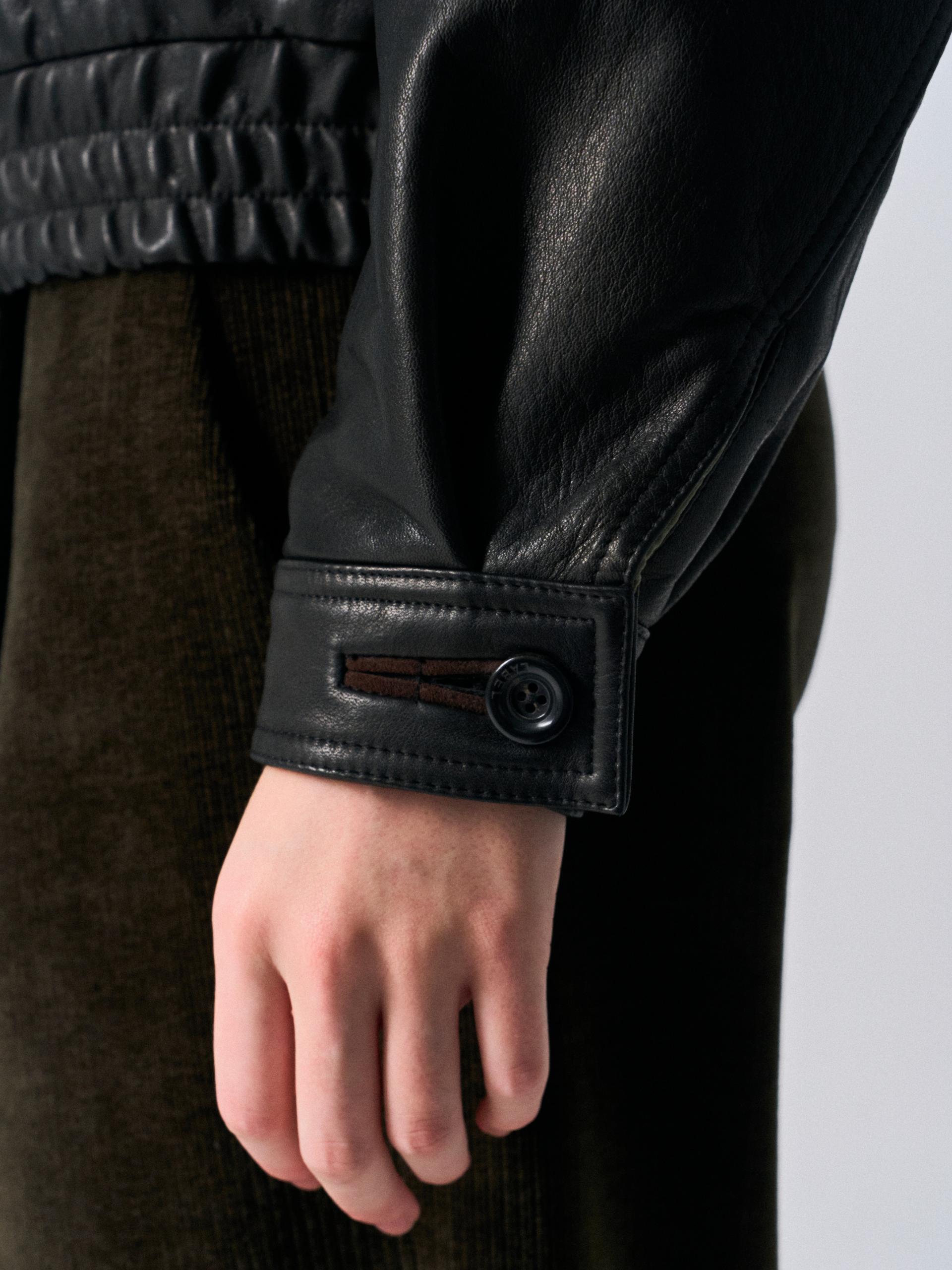Afton padded leather jacket espresso