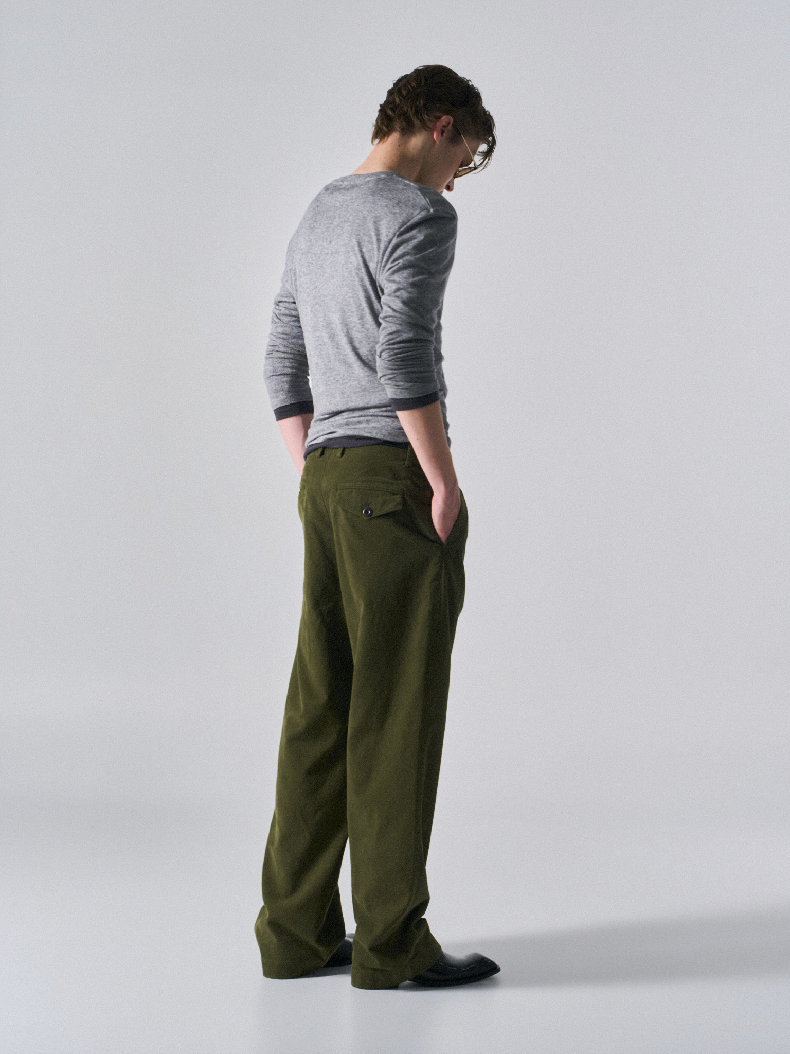 Welby washed cotton pants clover