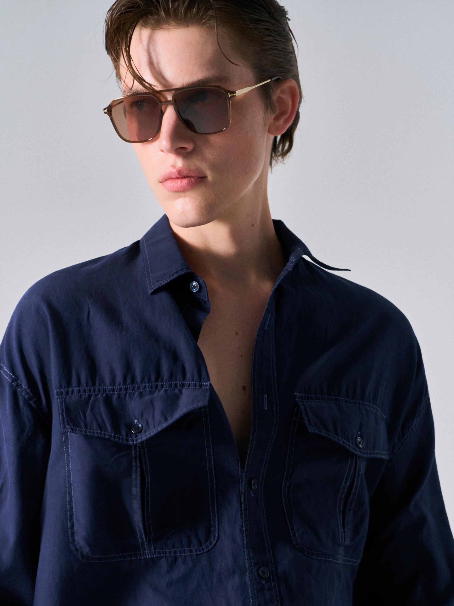 Astor silk shirt navy