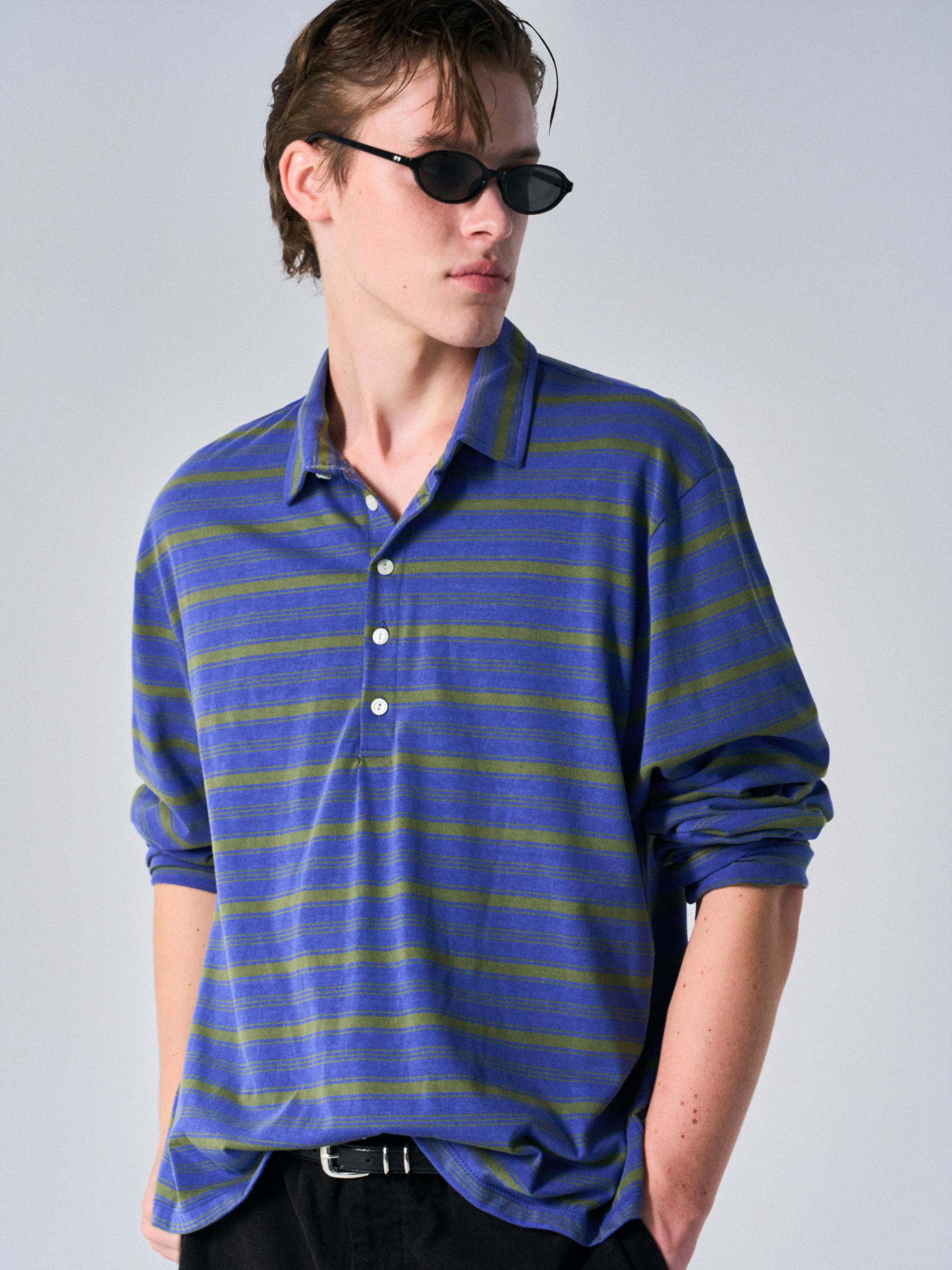 Toby polo olive stripe