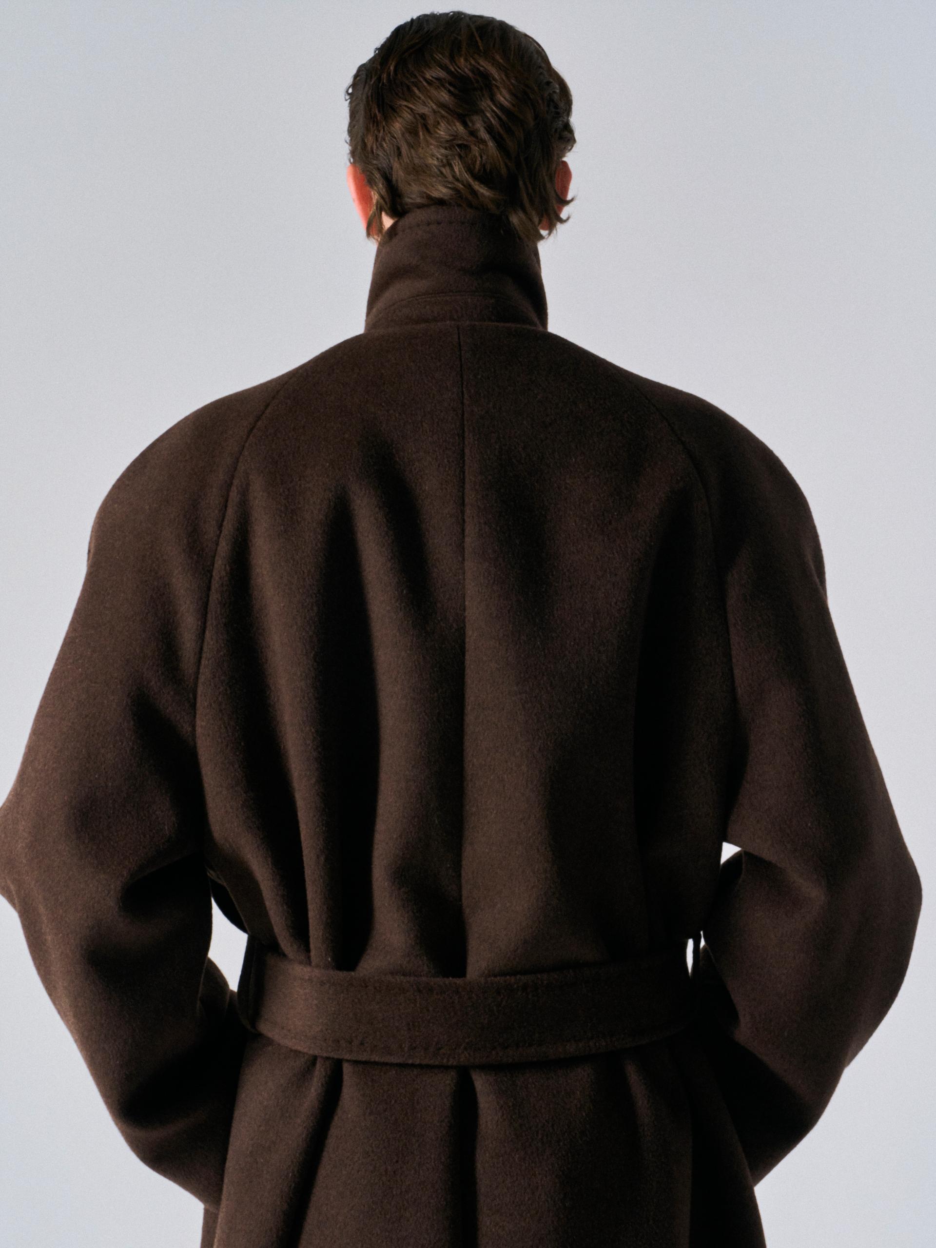 Lawton cashmere arch raglan coat cinnamon