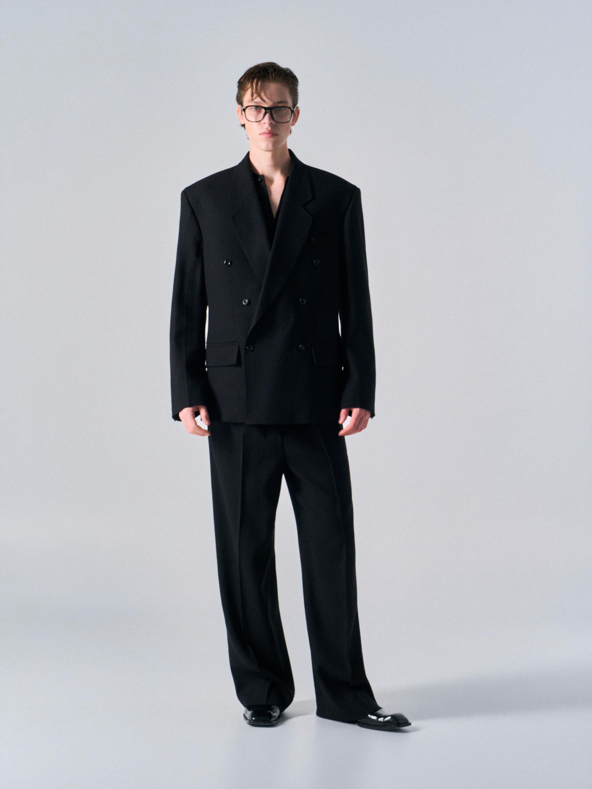 Orford pleat wide pants pin stripe
