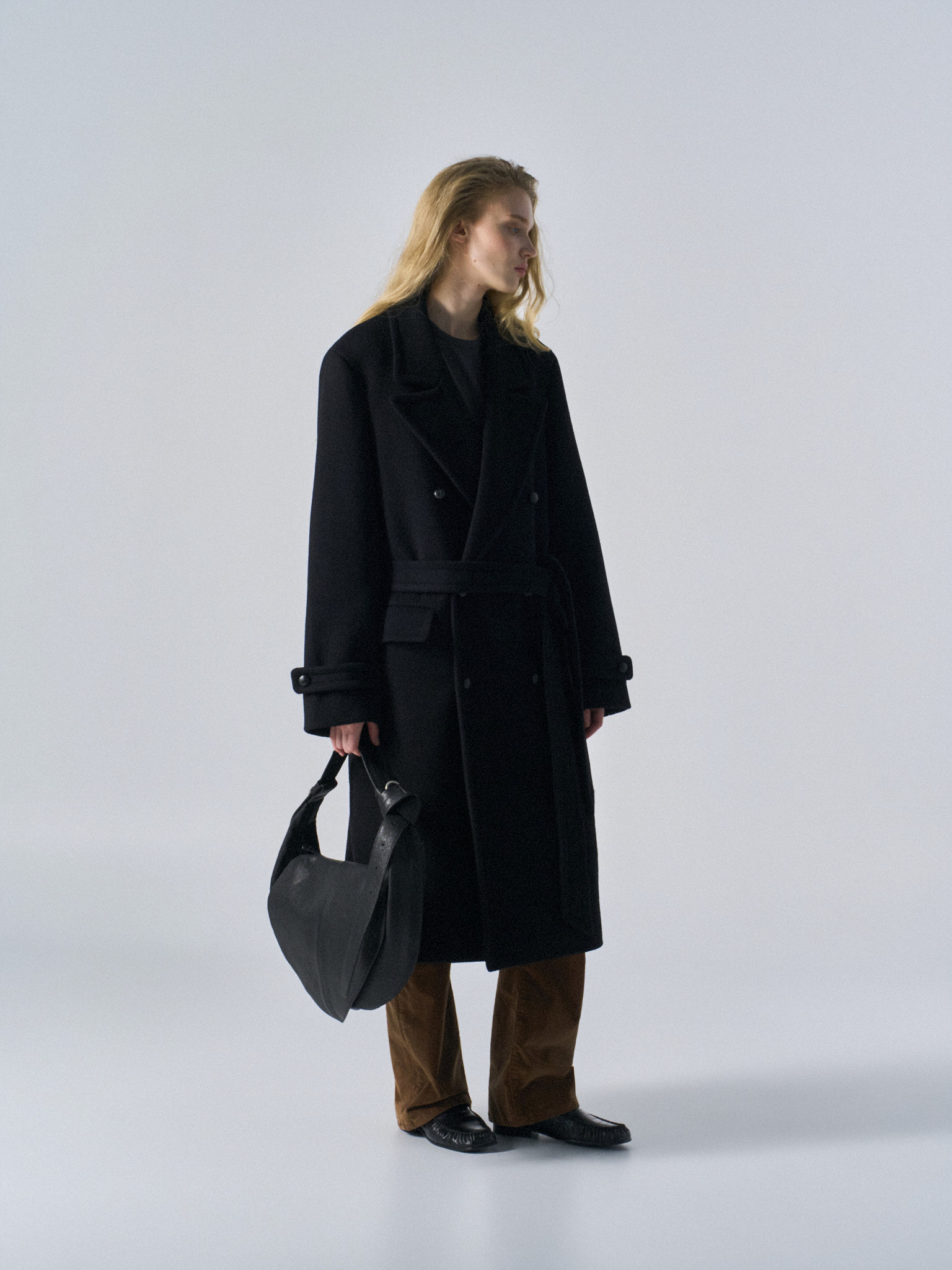 Corwin cashmere double-breasted coat black