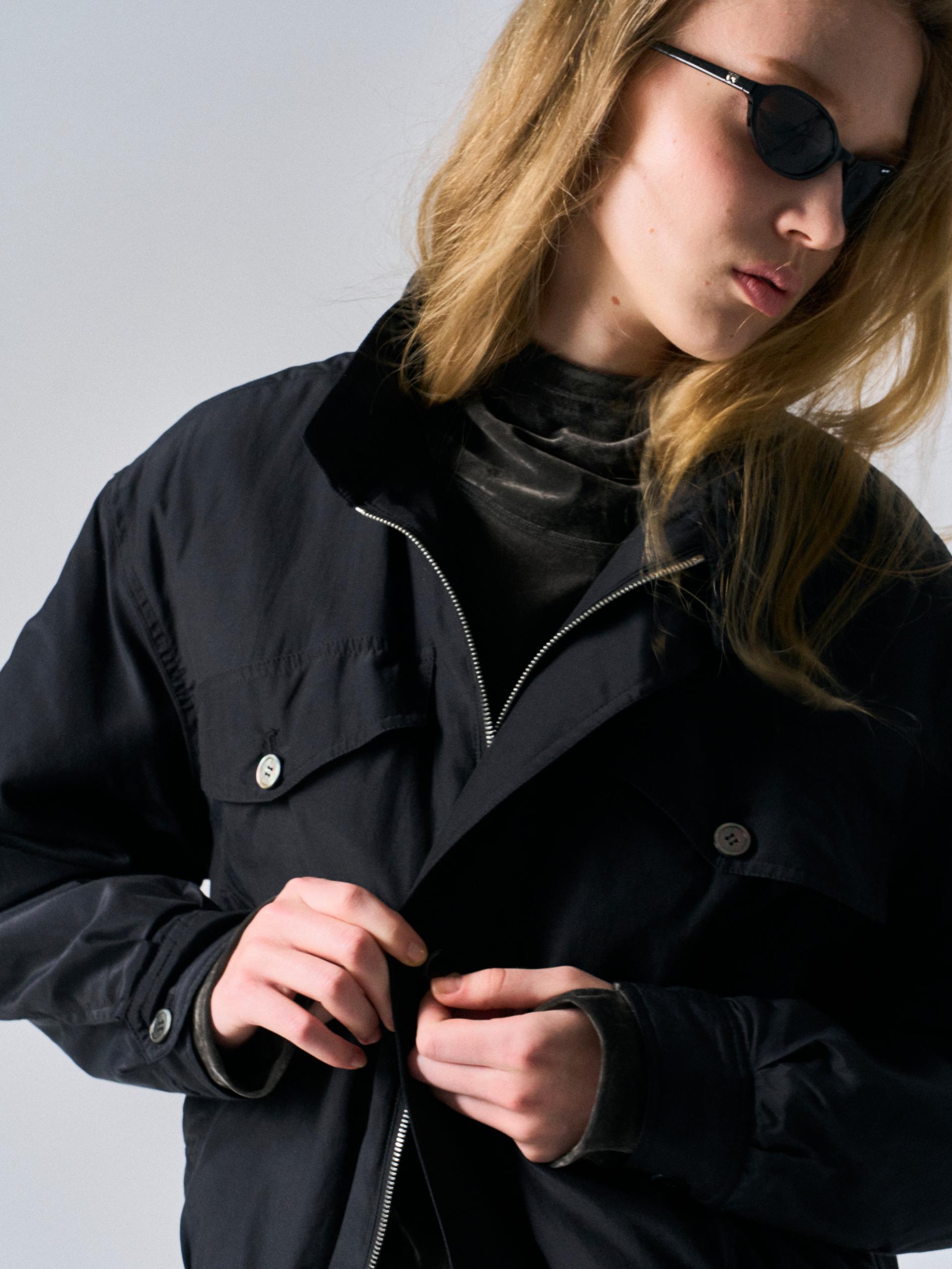 Cedric silk padded blouson black