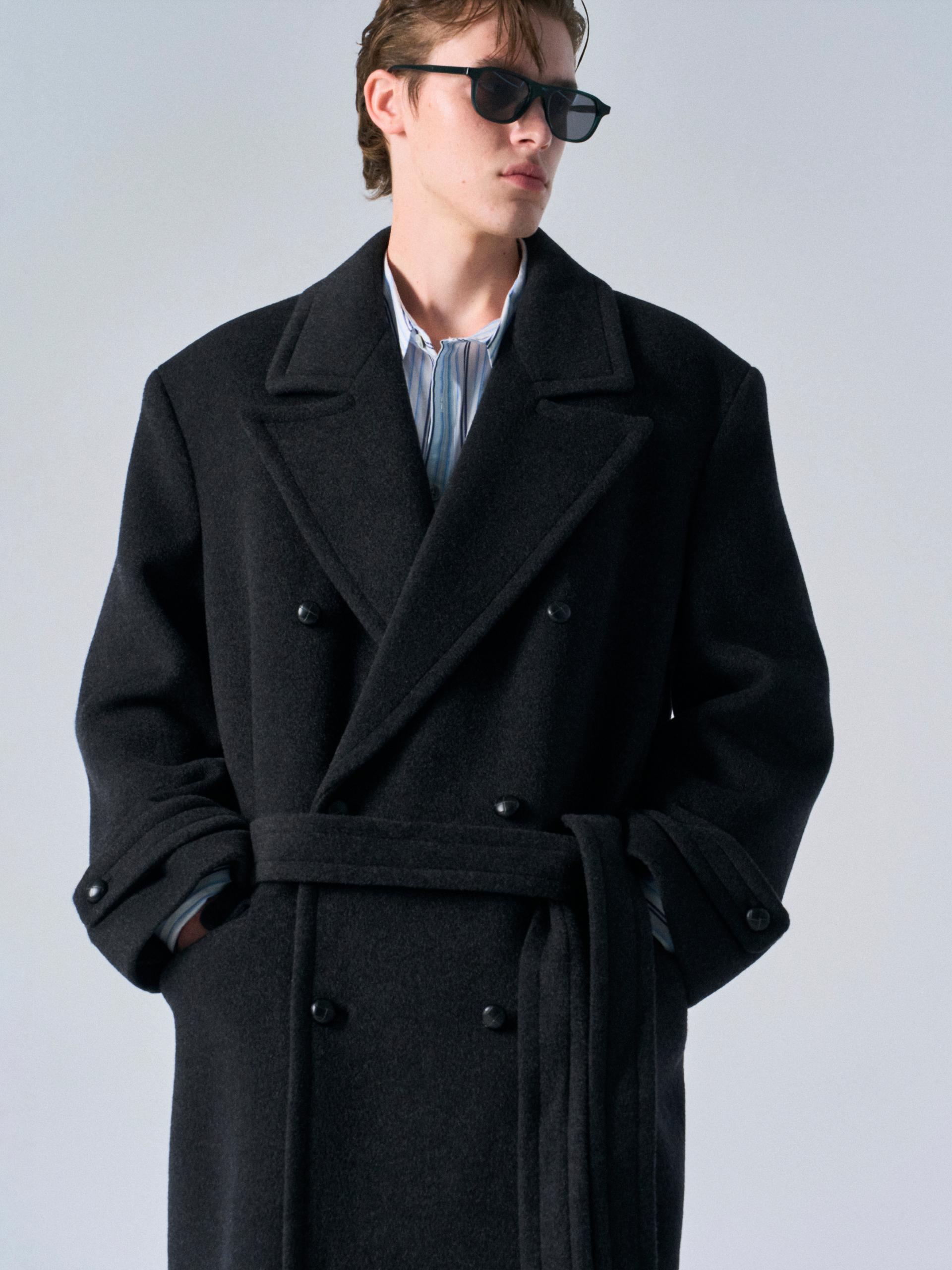 Corwin cashmere double-breasted coat charcoal