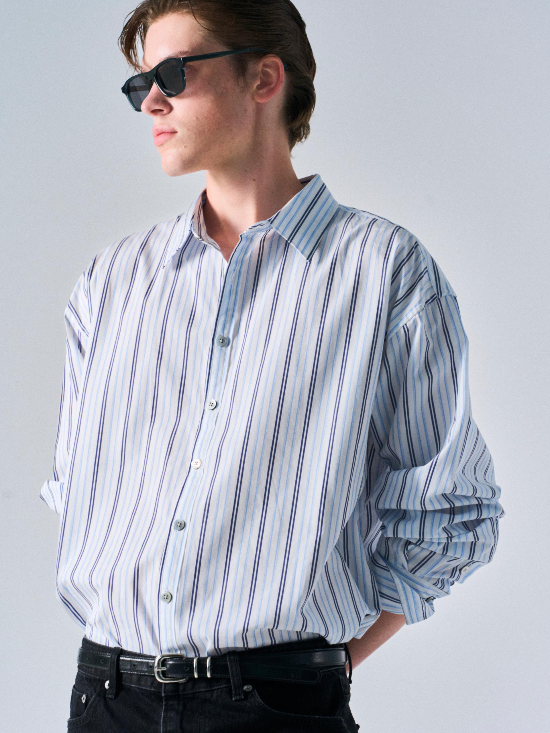 Kent turnback cuff shirt multi blue