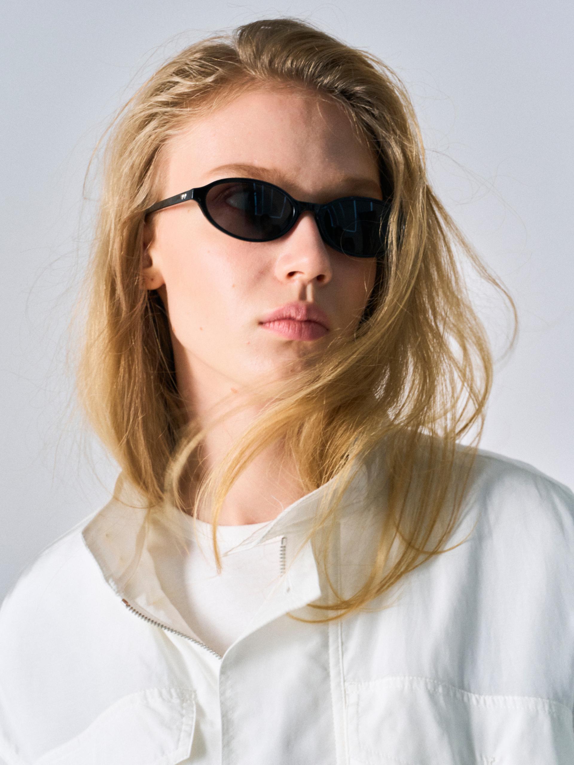 Cedric funnel-neck silk blouson white