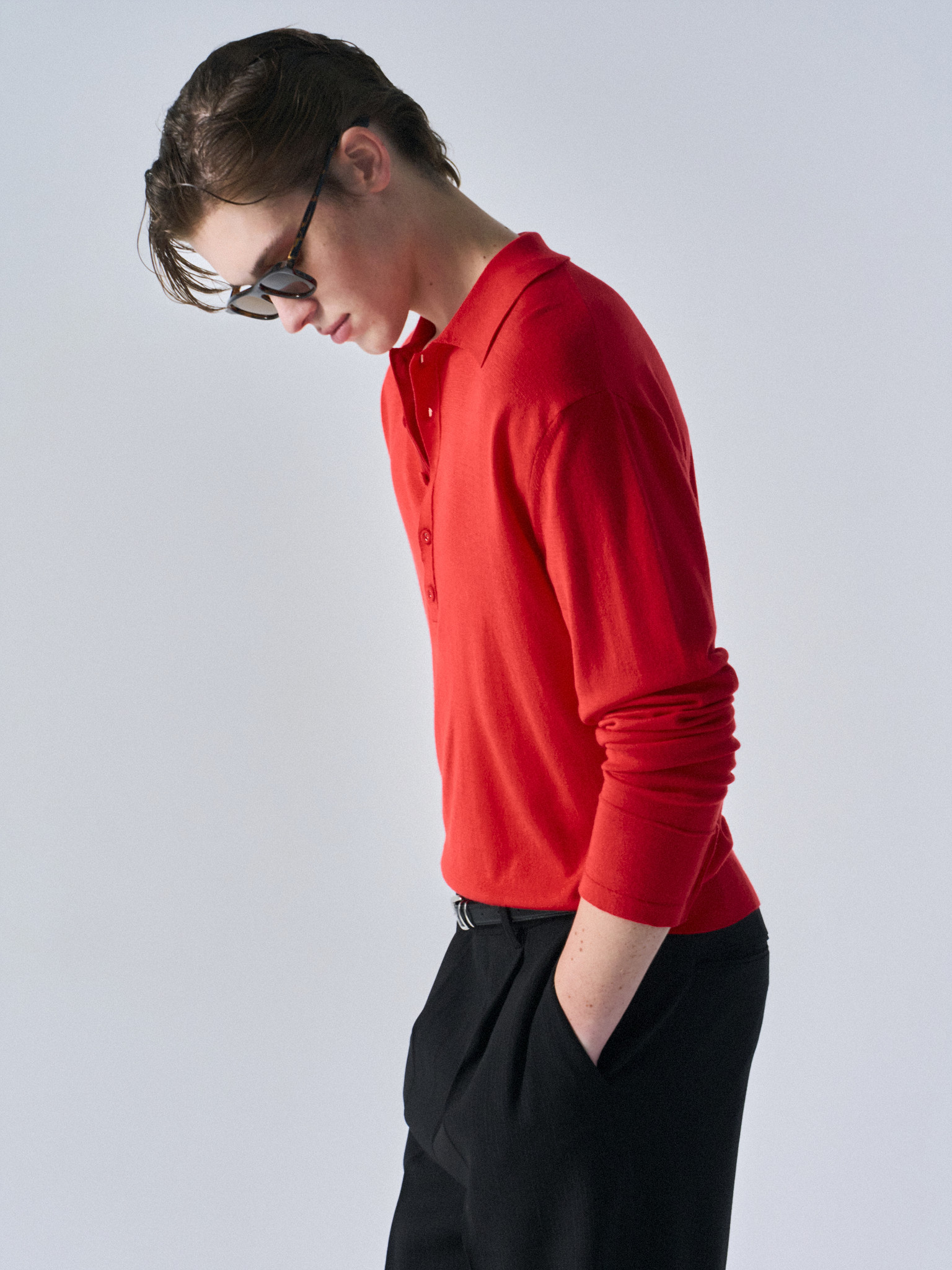 Corin contrast trim polo scarlet