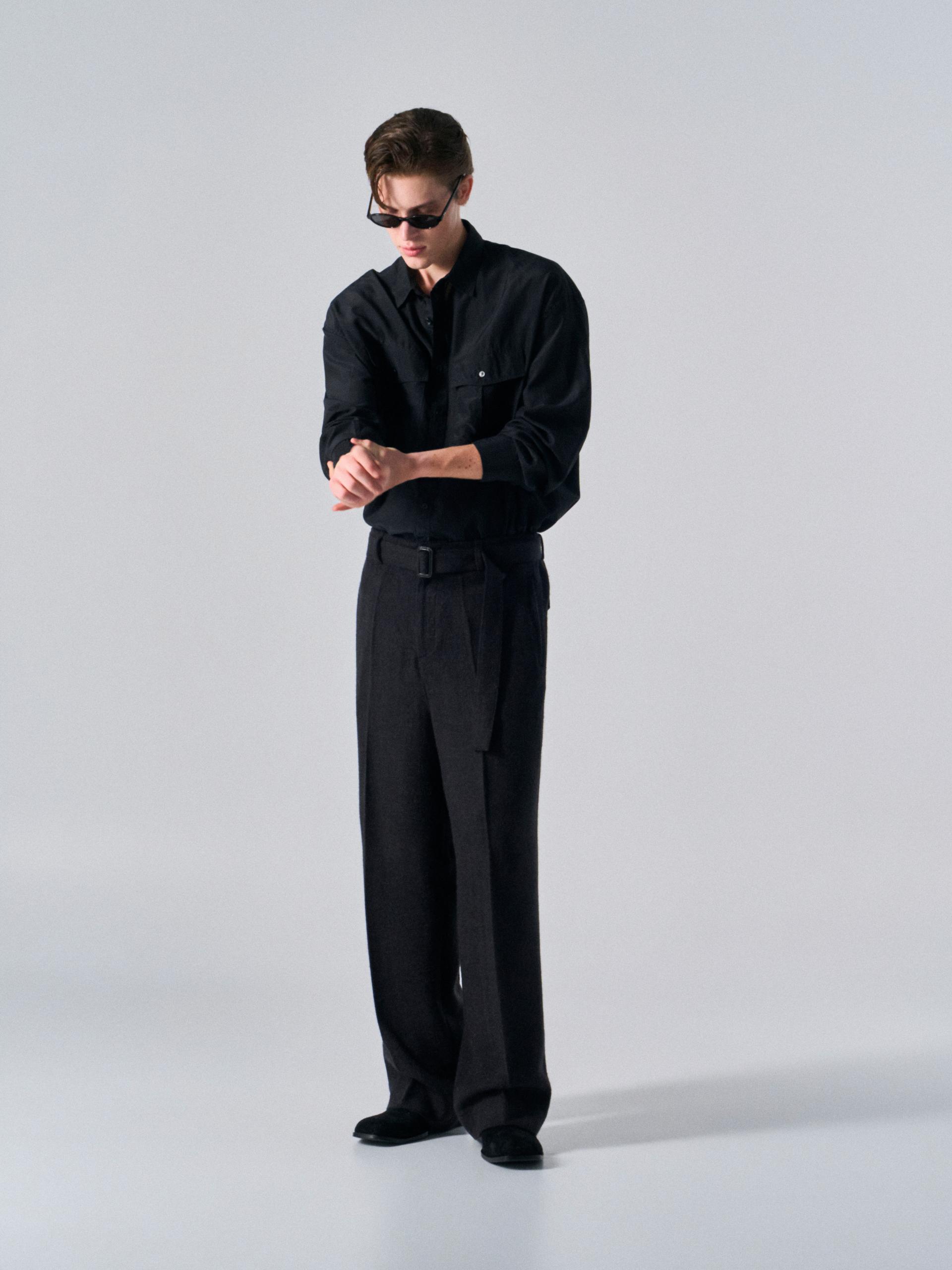 Linton shade belted pant coal