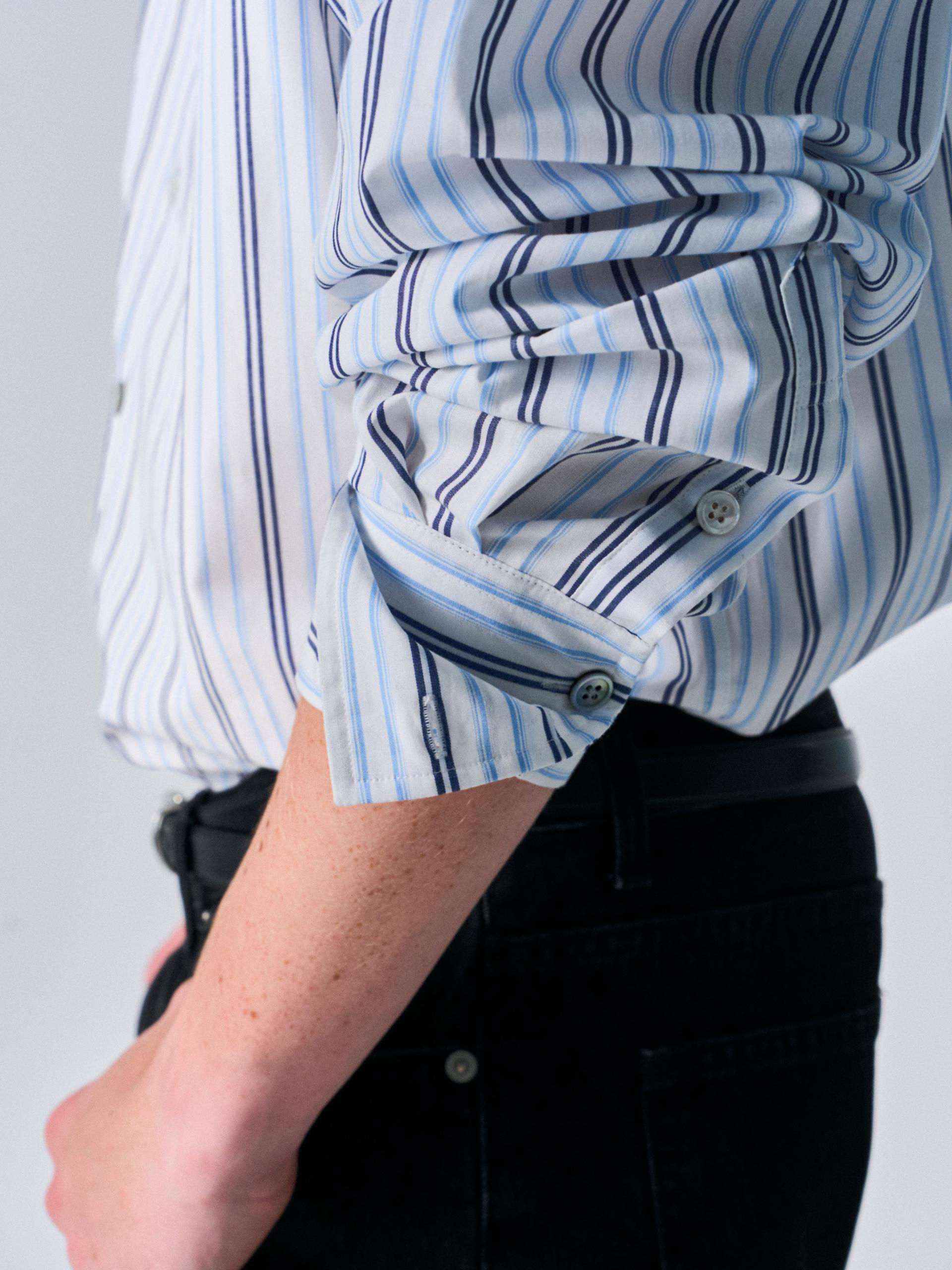 Kent turnback cuff shirt multi blue