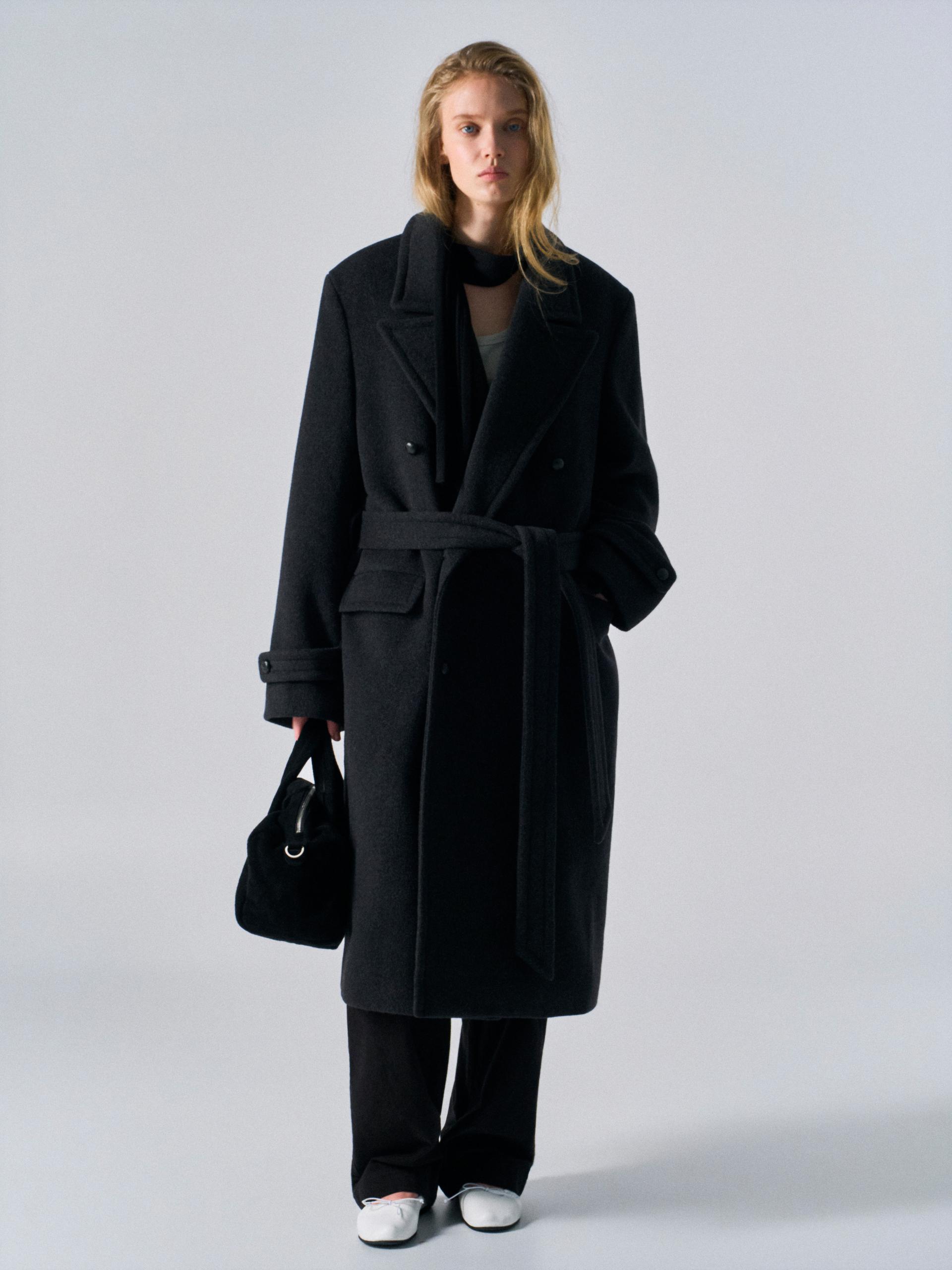 Corwin cashmere double-breasted coat charcoal