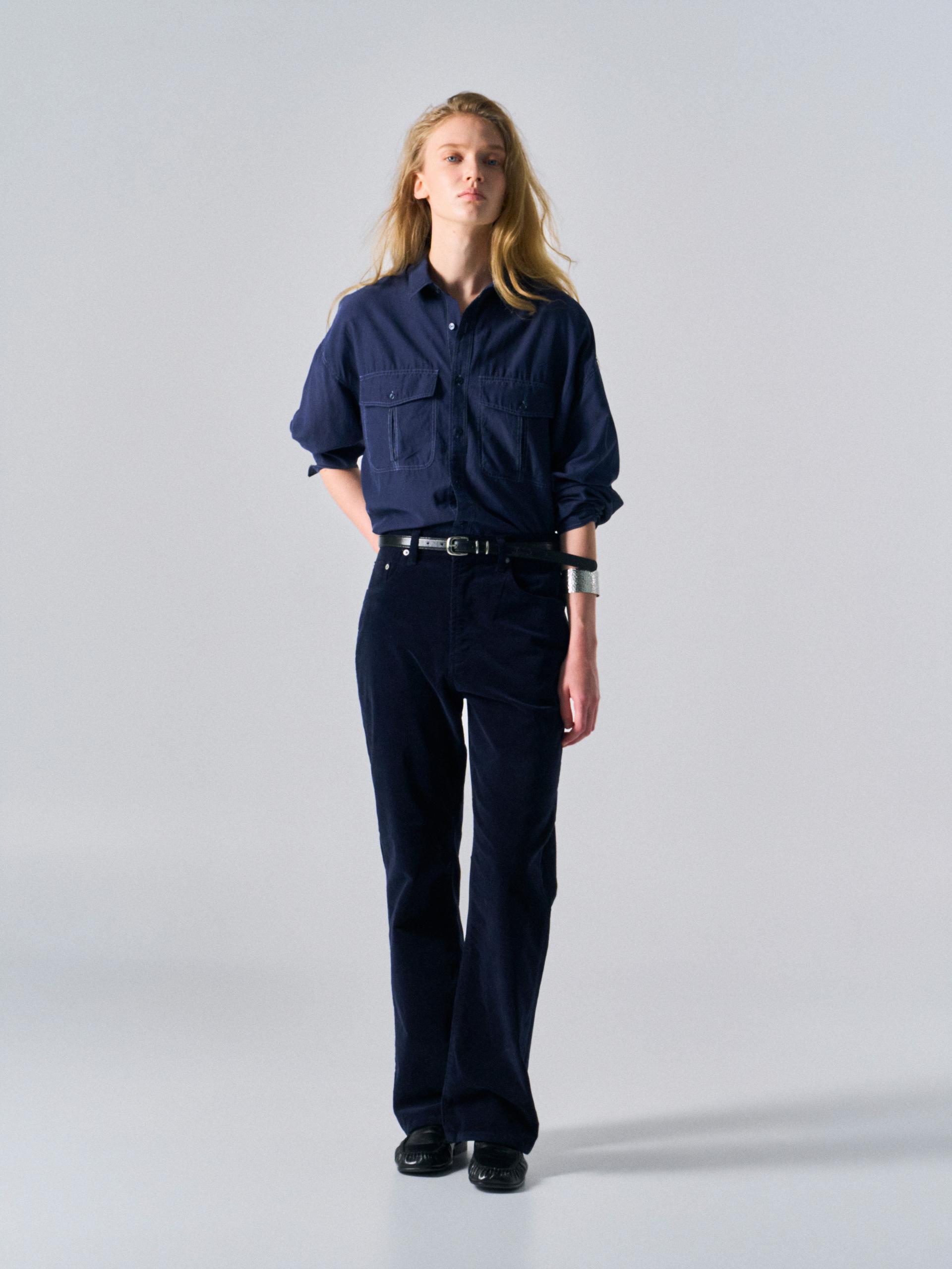 Rodd washed velvet bootcut jeans midnight