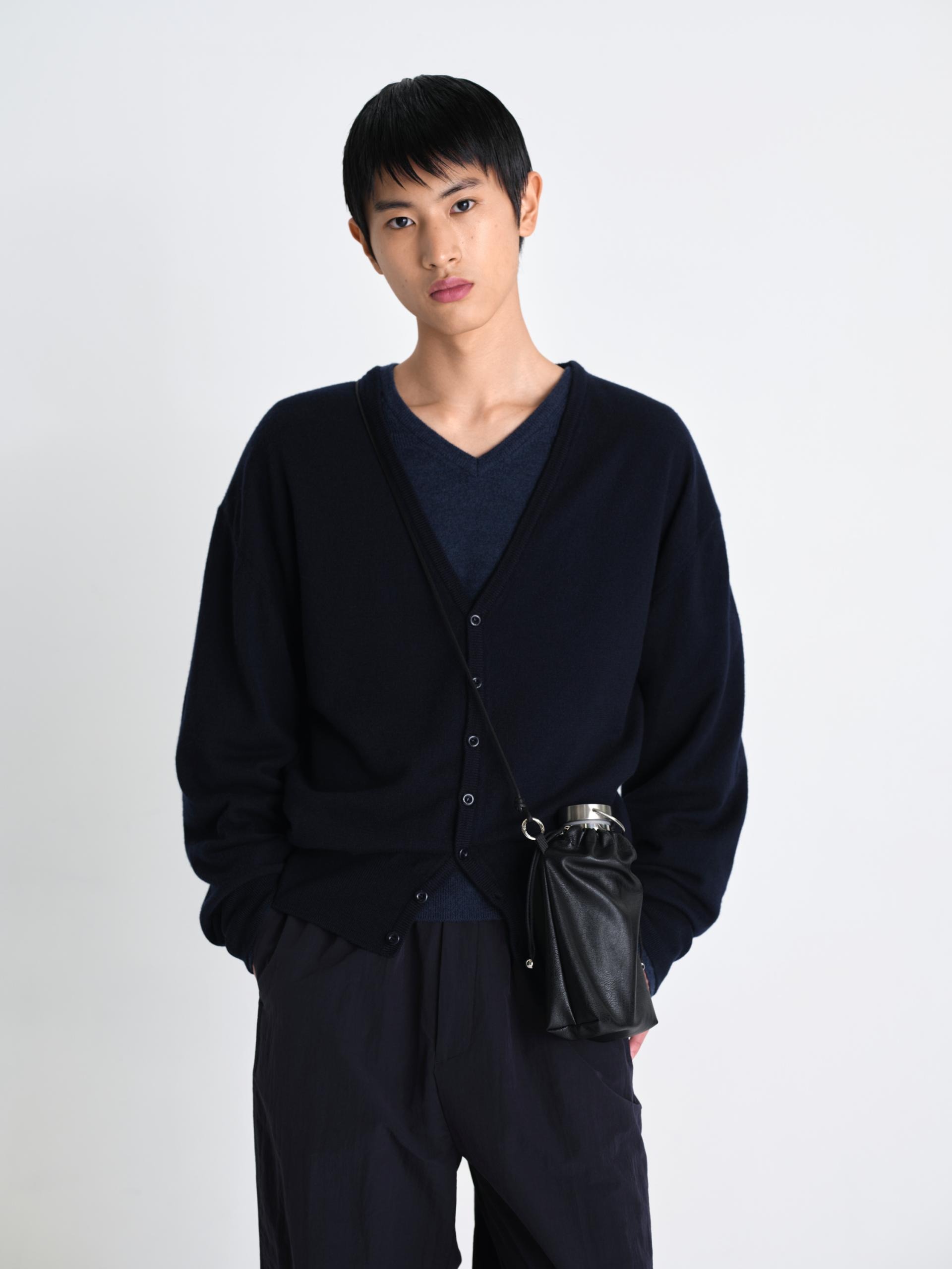 Hiora merino air wool cardigan dark navy