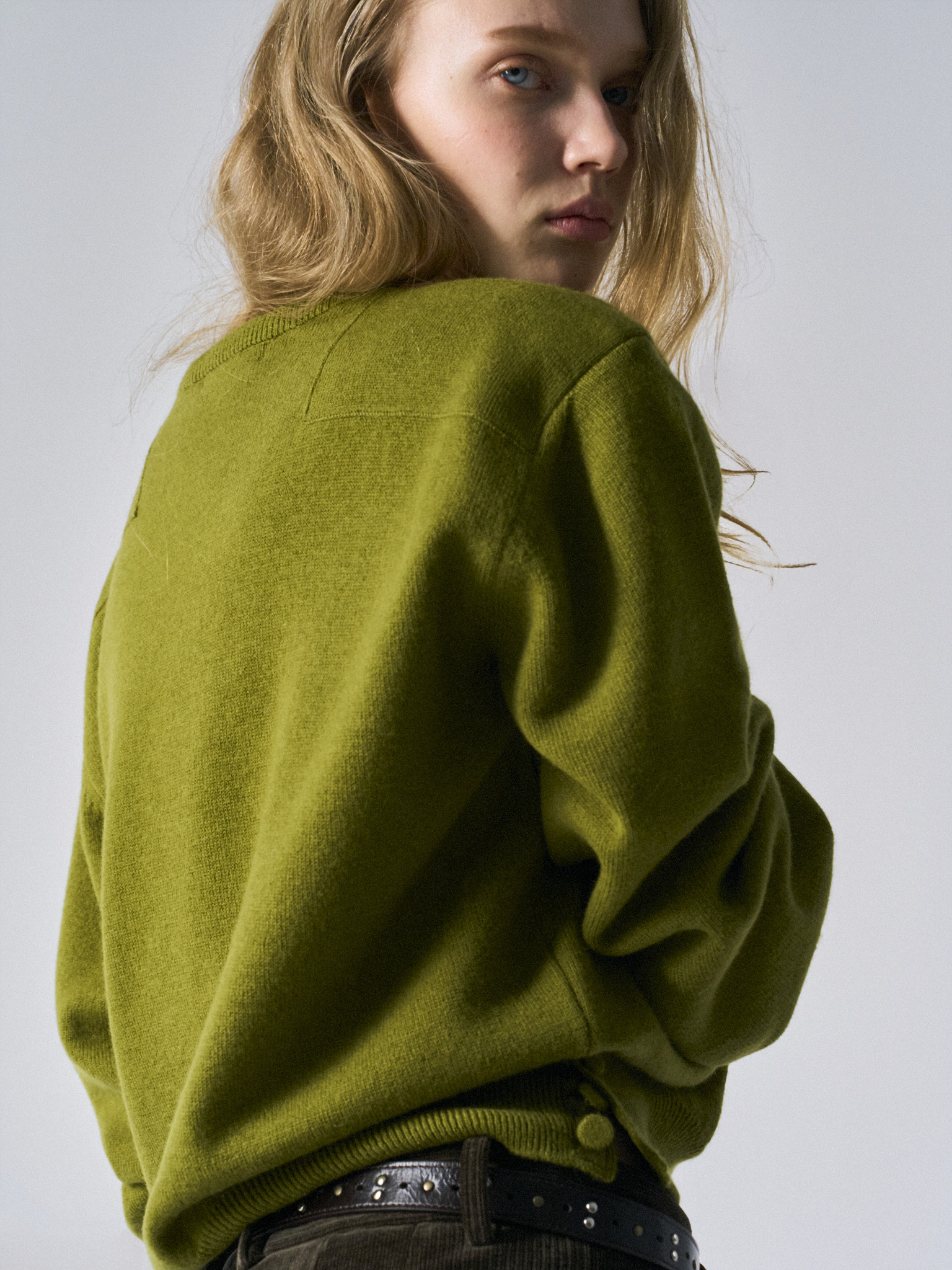 Frost paneled v-neck sweater clover