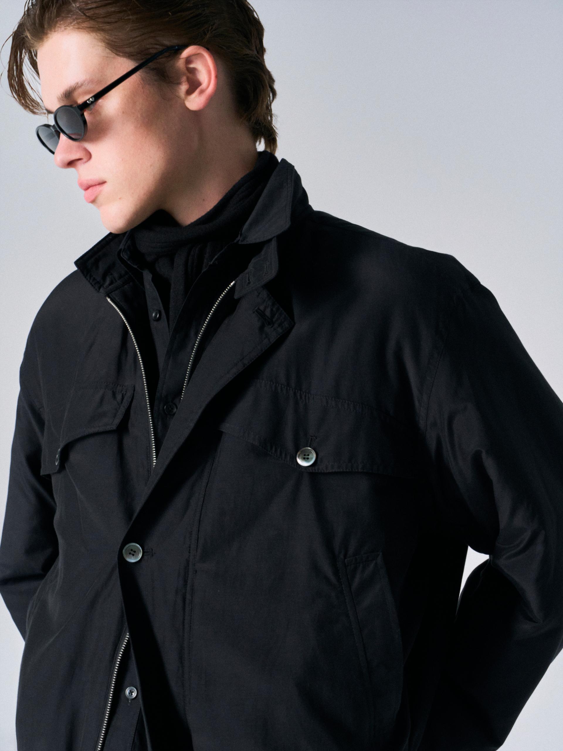 Cedric funnel-neck silk blouson black