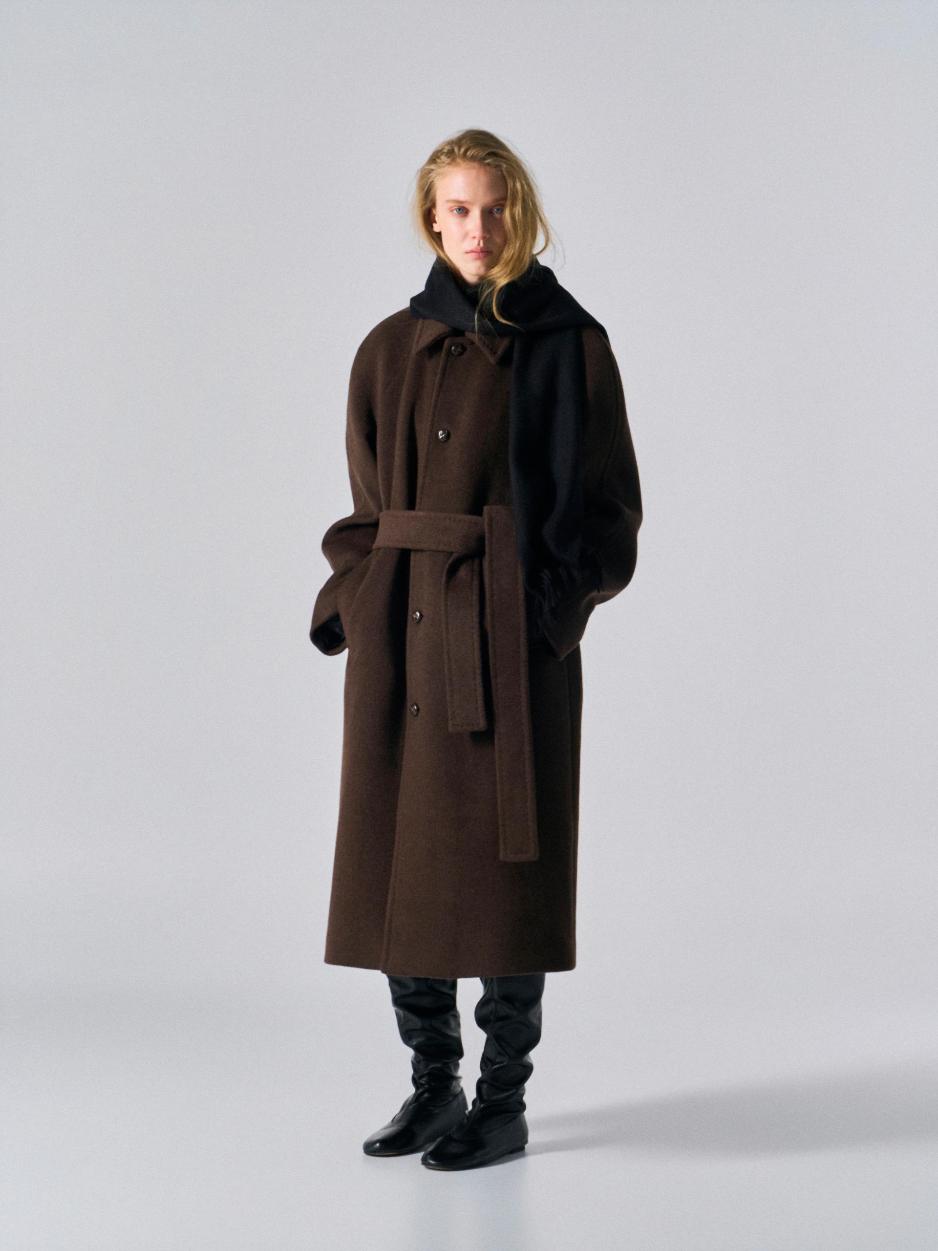 Lawton cashmere arch raglan coat cinnamon