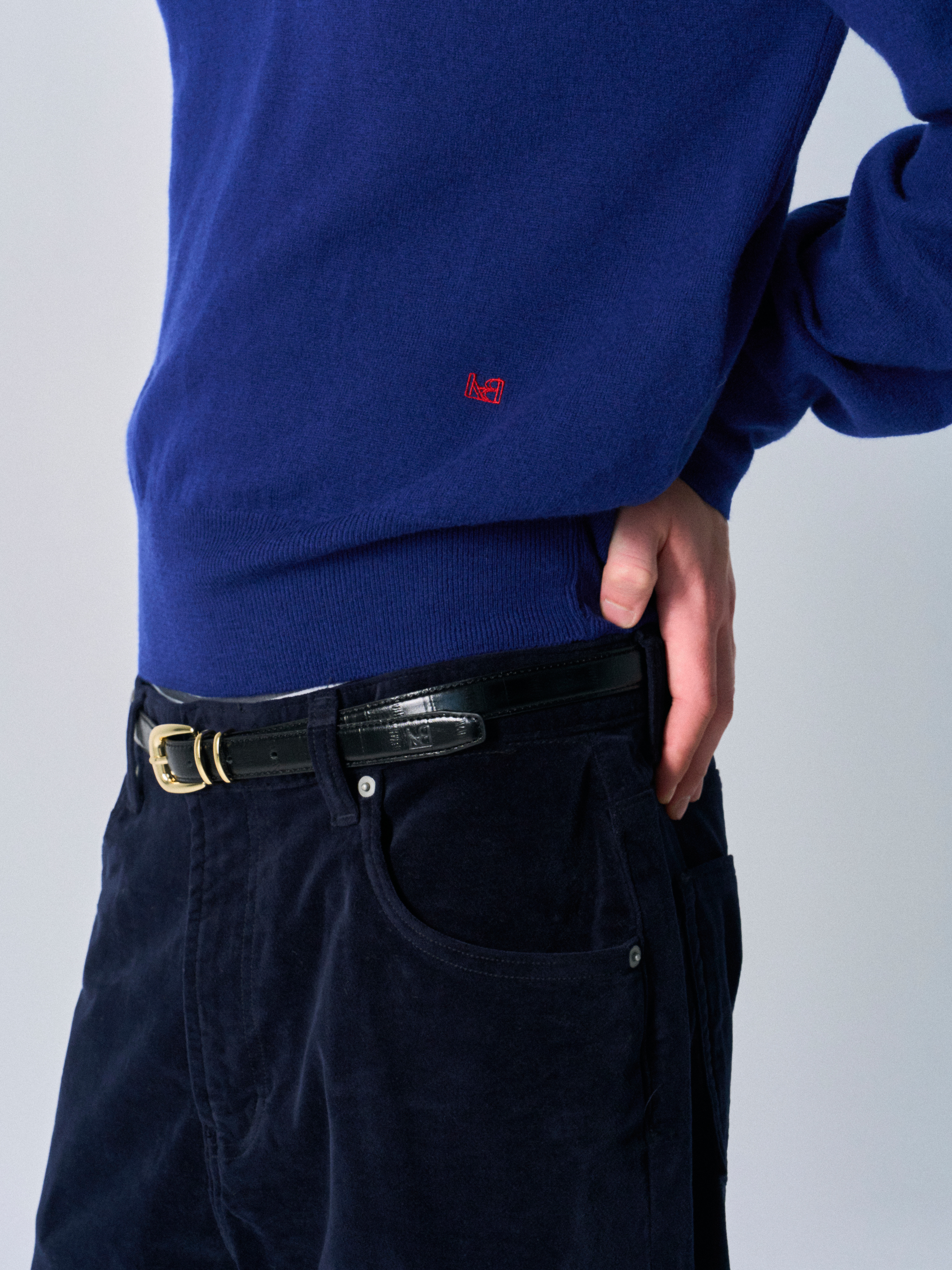 Rodd washed velvet bootcut jeans midnight