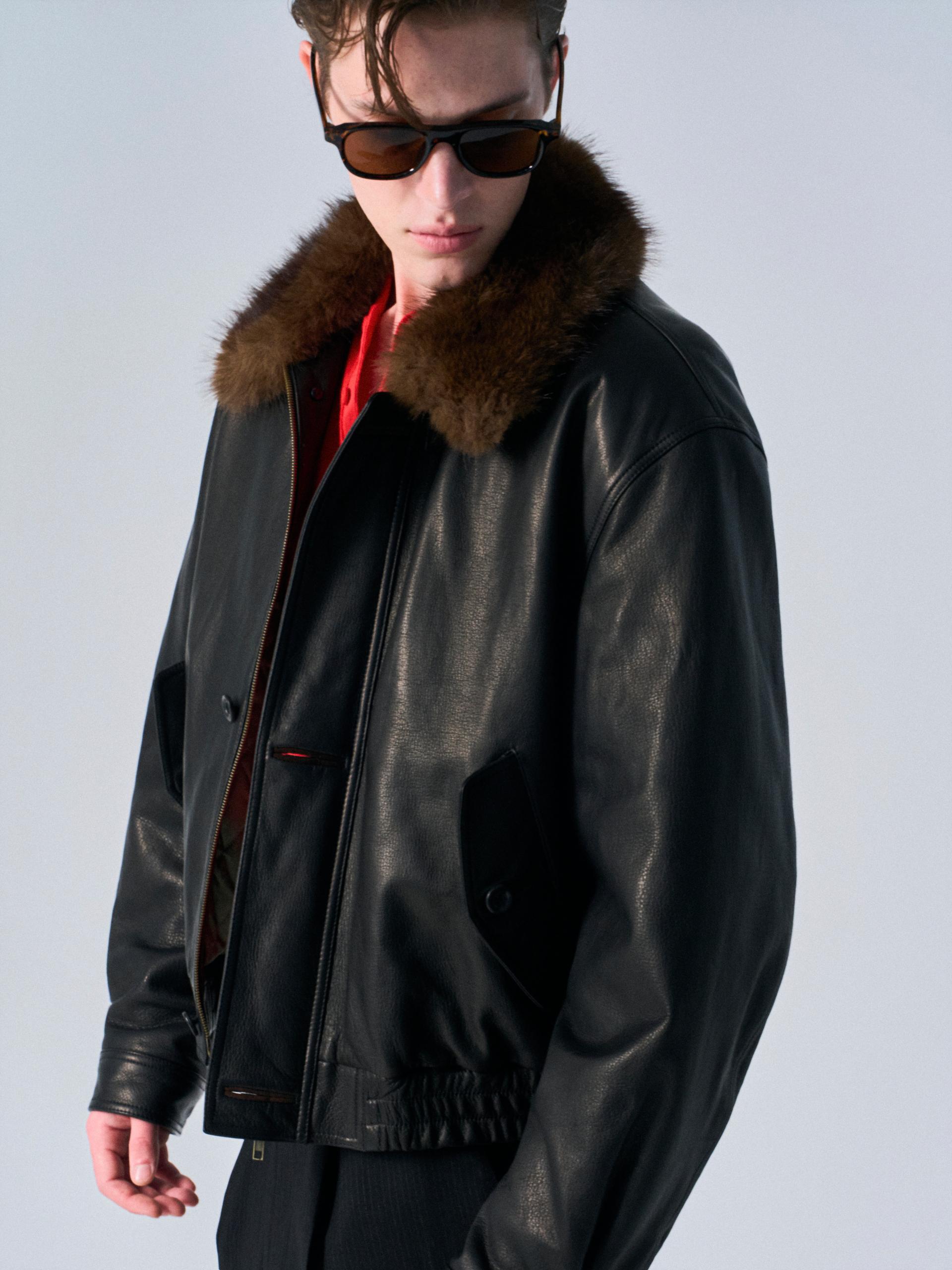 Afton padded leather jacket espresso