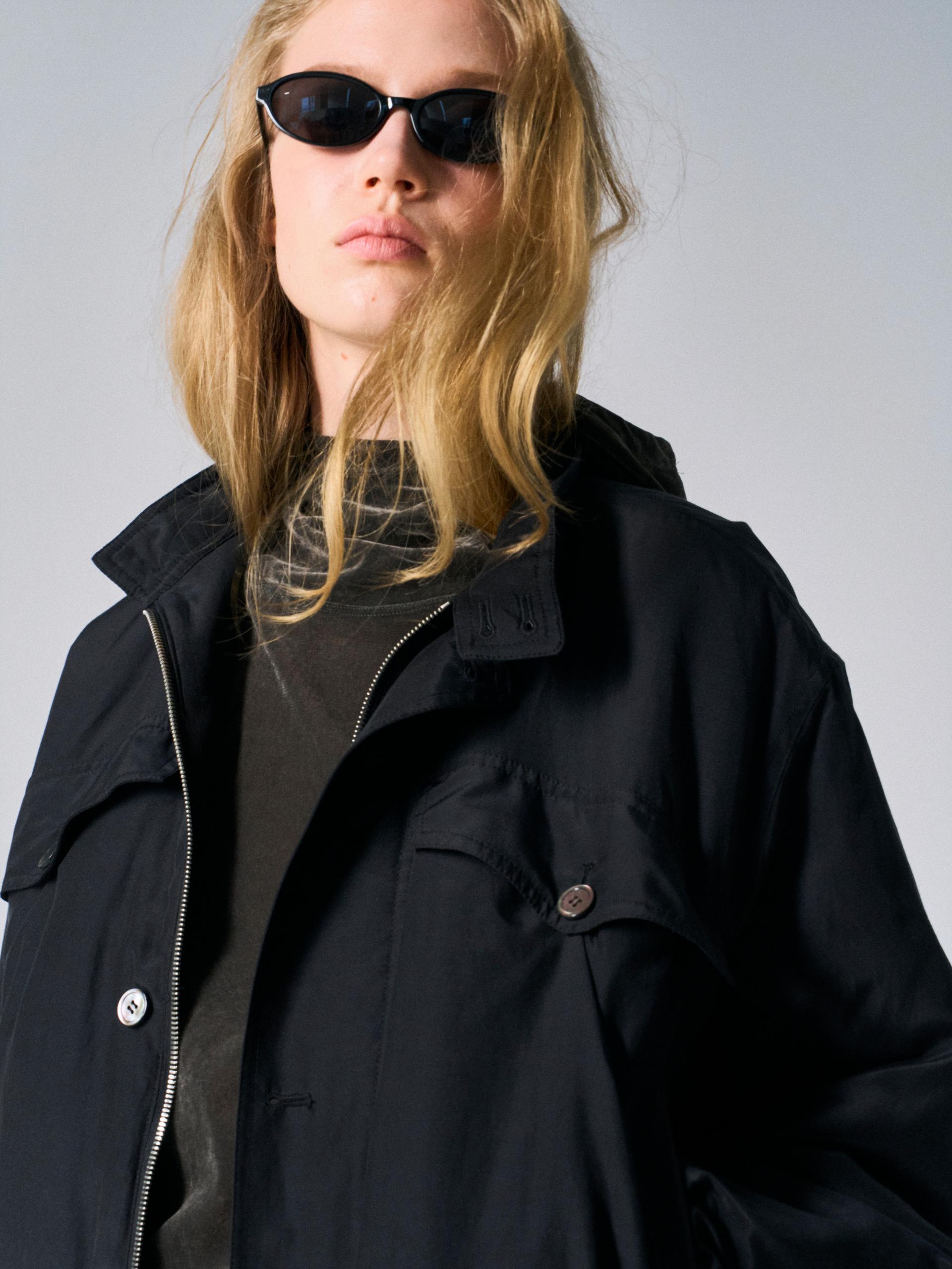 Cedric silk padded blouson black