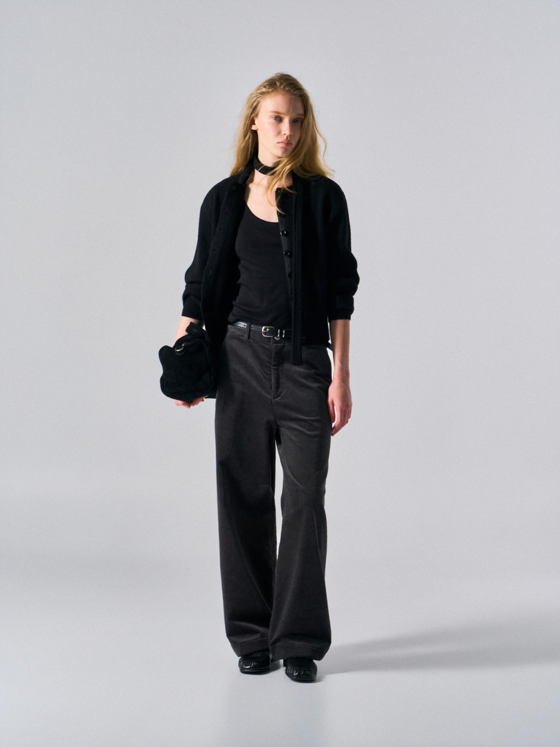 Lou border scarf cardigan black