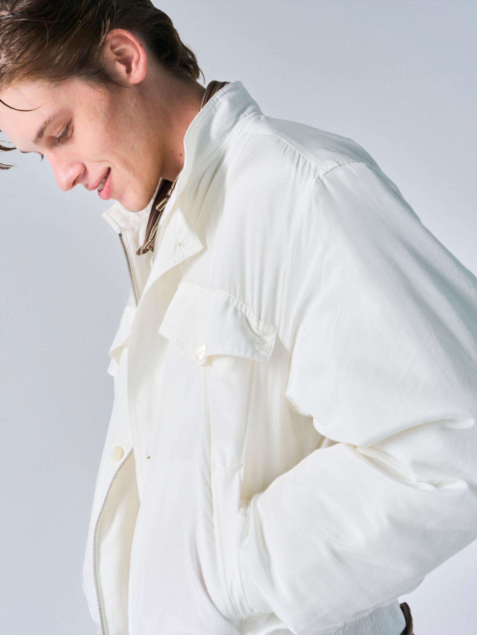 Cedric funnel-neck silk blouson white