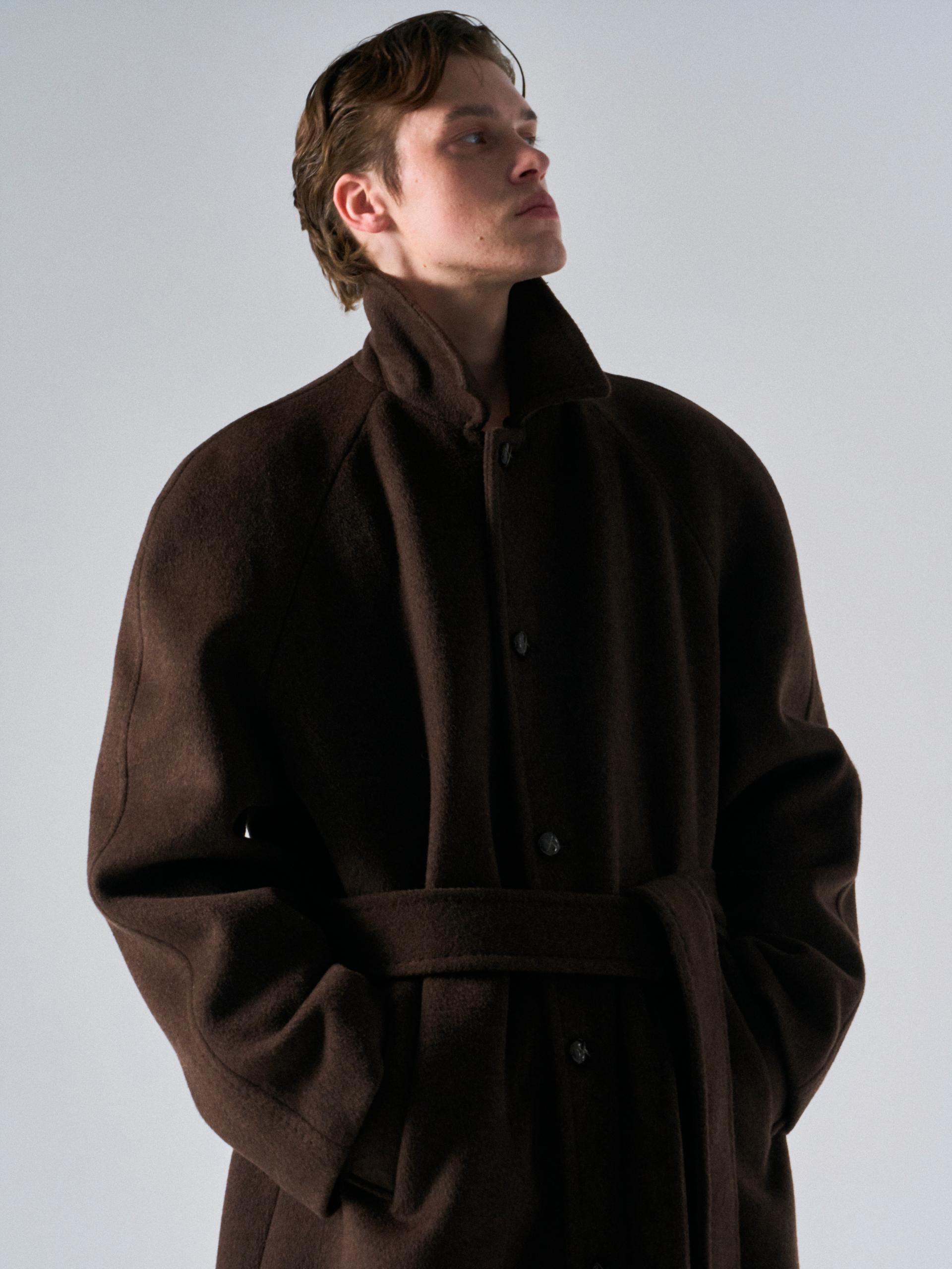 Lawton cashmere arch raglan coat cinnamon