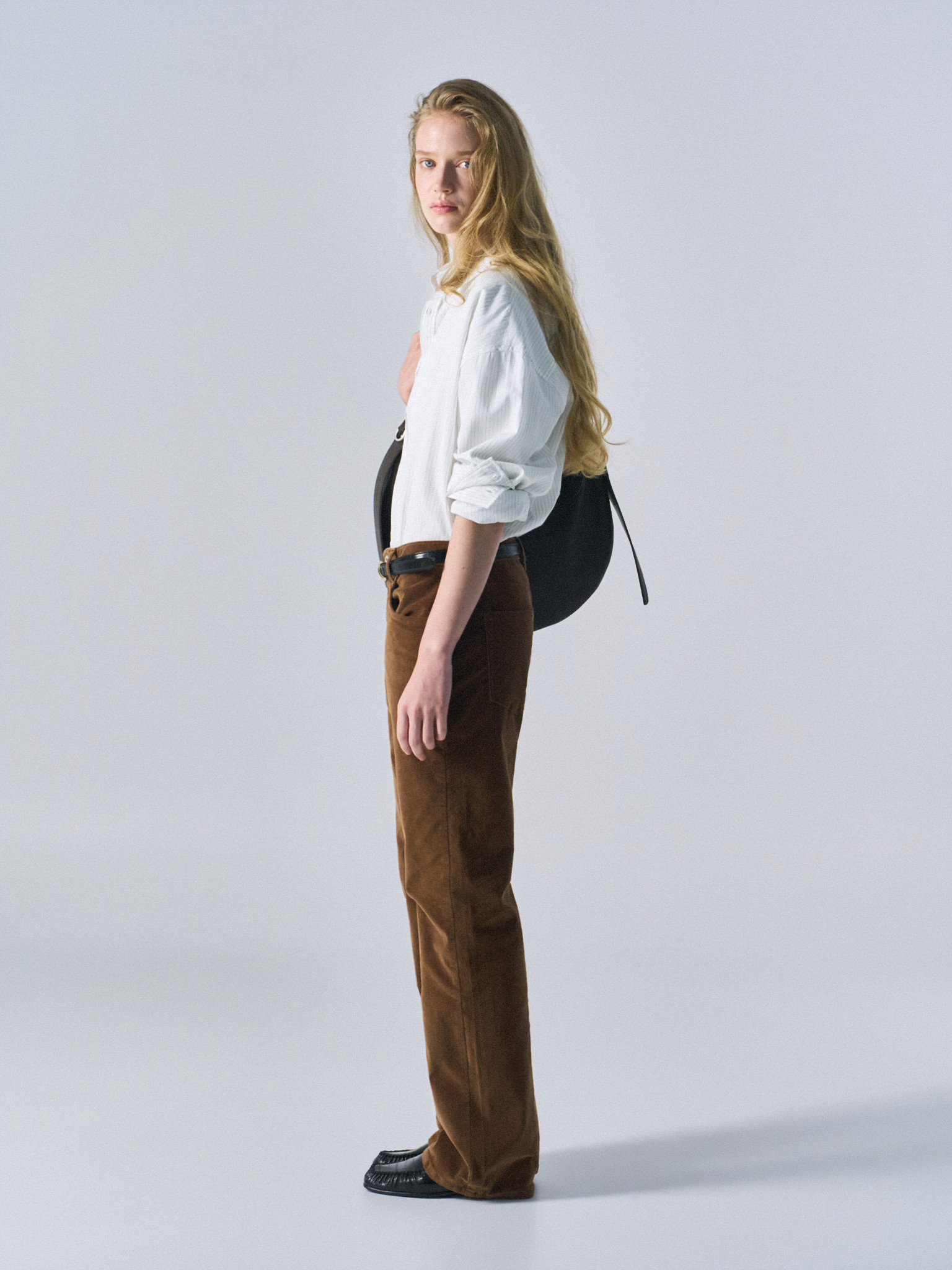 Rodd washed velvet bootcut jeans rust