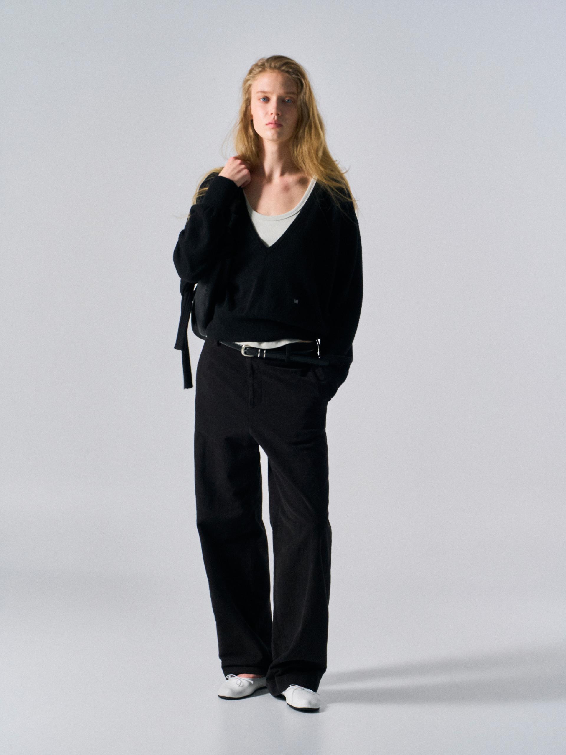 Welby washed cotton pants black