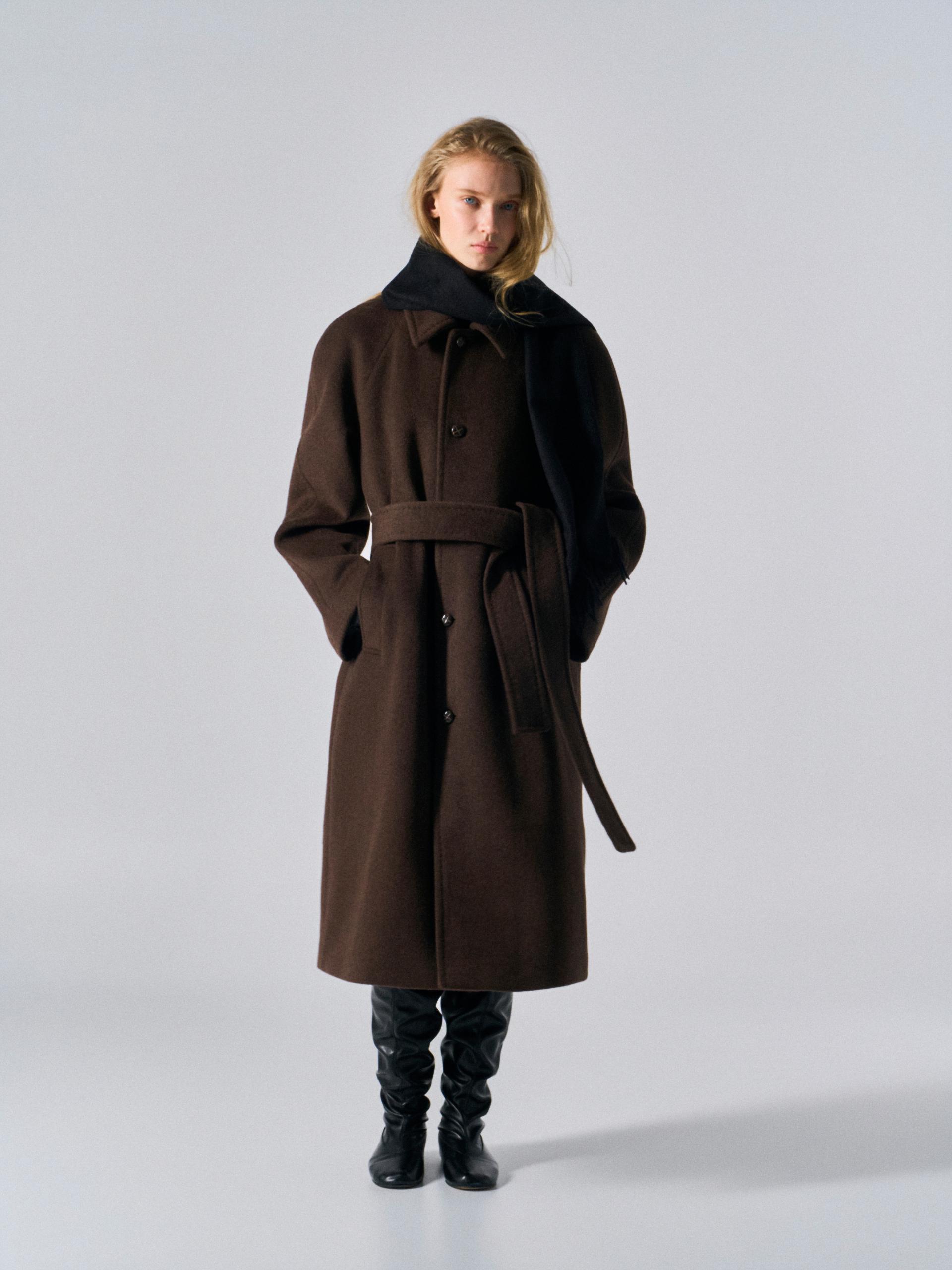 Lawton cashmere arch raglan coat cinnamon
